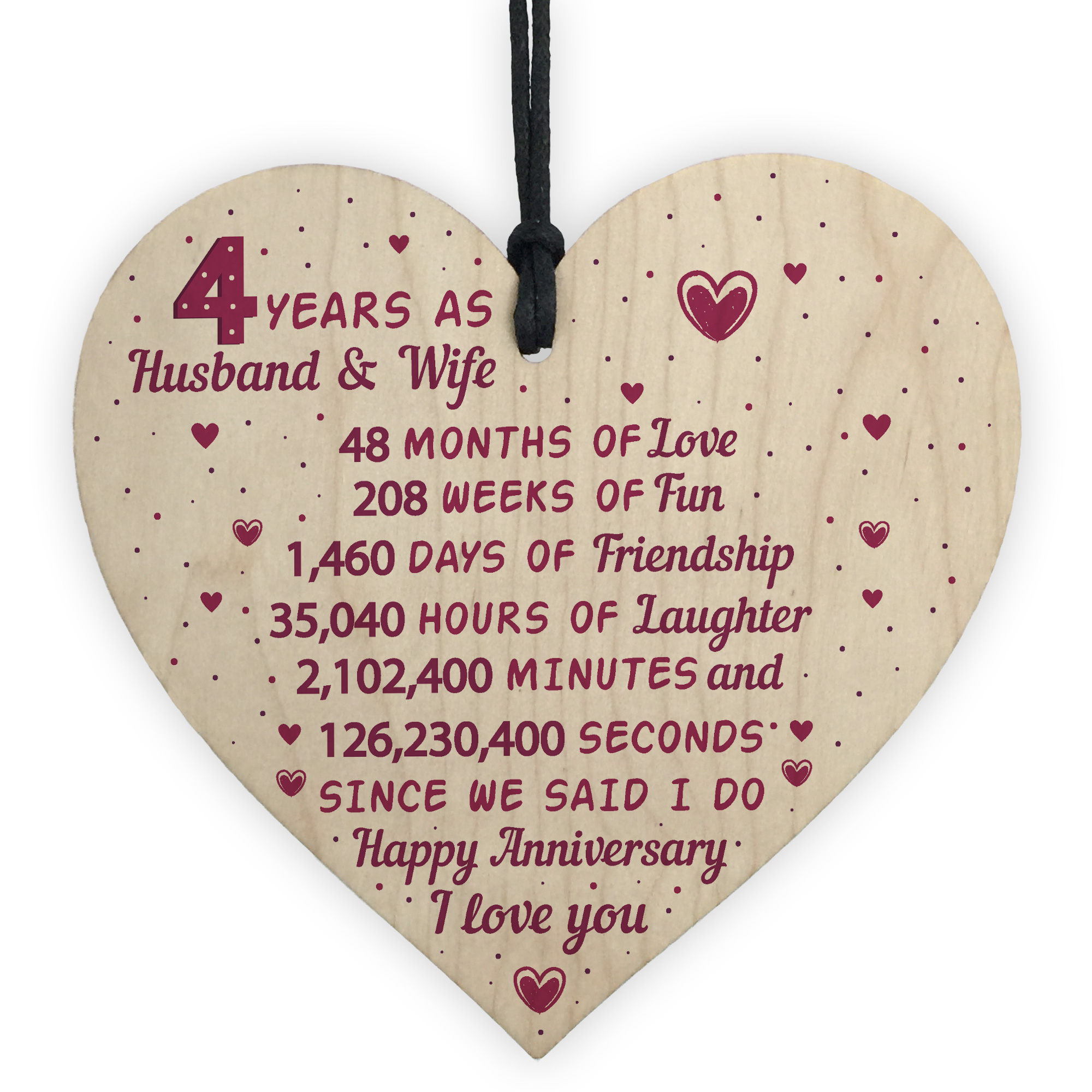 4th Wedding Anniversary Gifts
 4th Wedding Anniversary Gift Wooden Heart Linen Fourth
