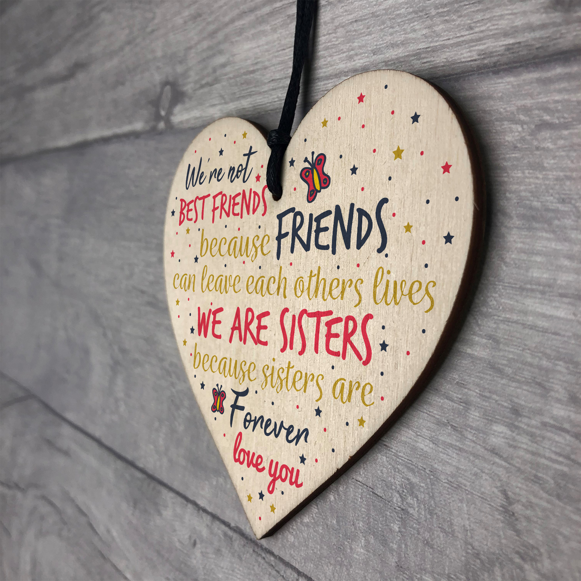 Thank You Sisters Friendship Plaques Wooden Heart Christmas Best Friend ...