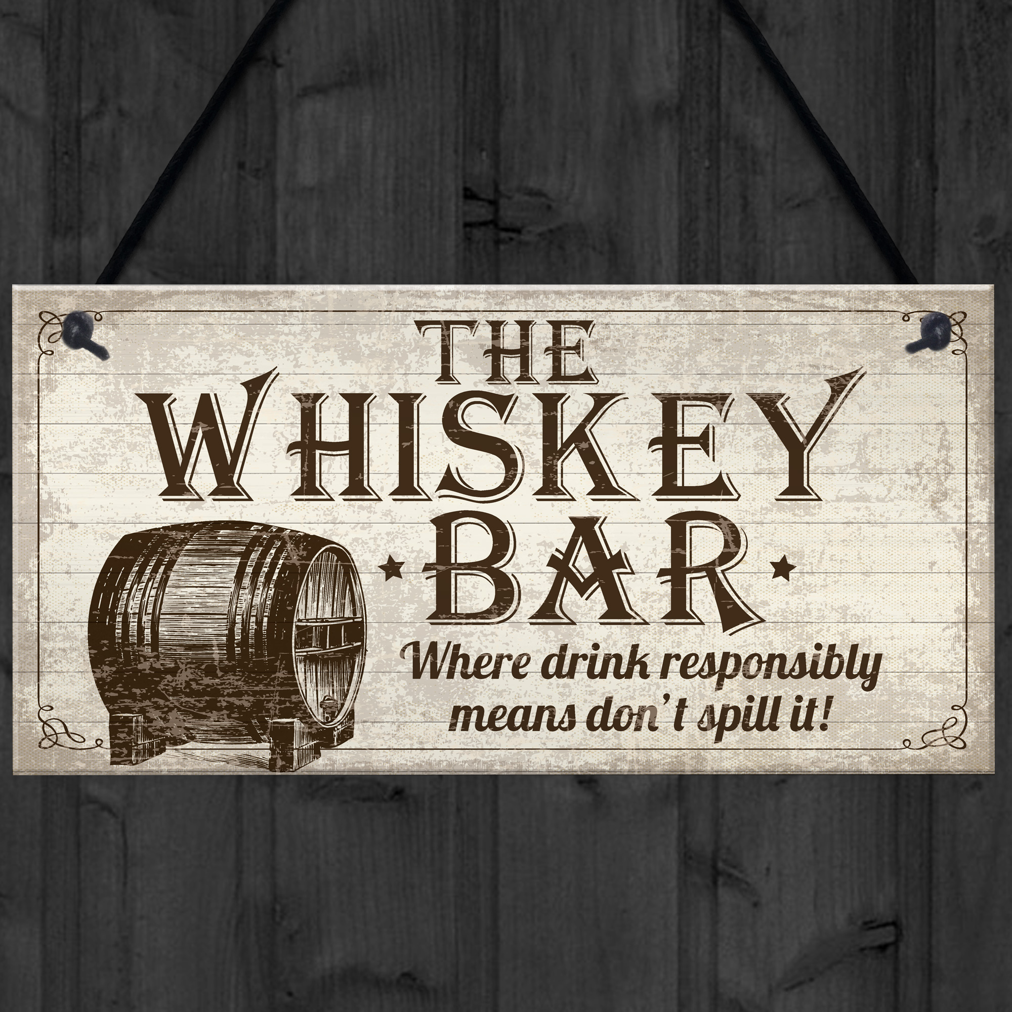 Vintage Whiskey Bar Plaque Sign Home Bar Pub Man Cave Birthday Gift For