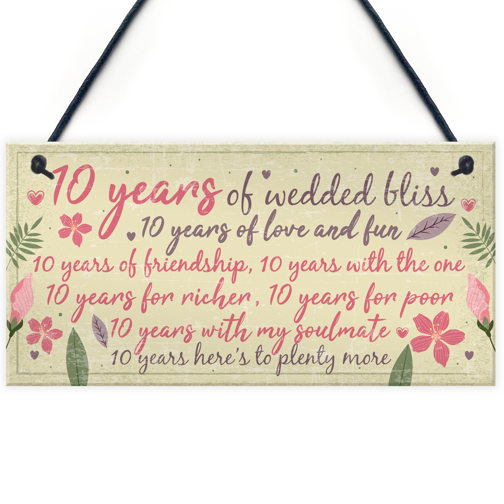 10th Anniversary Gift For Him Ten Year Anniversary Cards Funny 10 Year Gree...