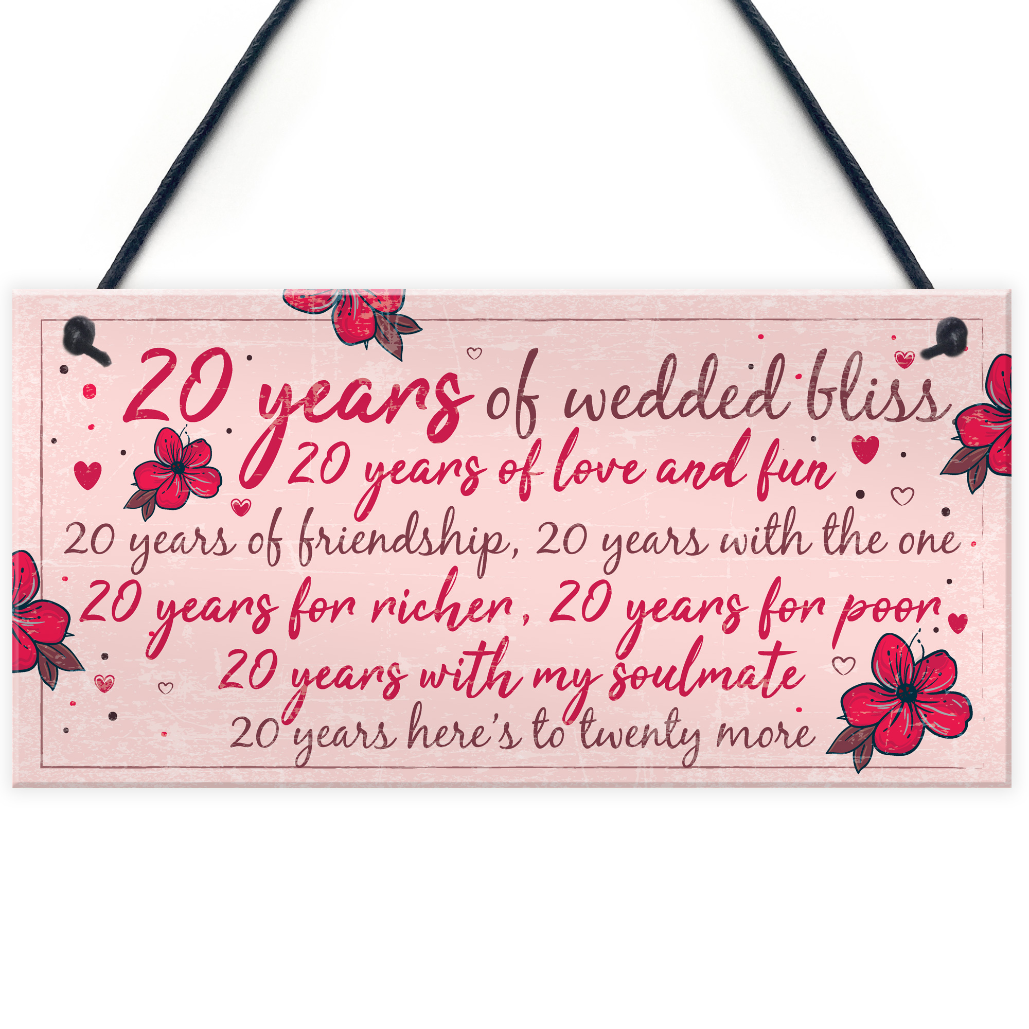  20th  Wedding  Anniversary  Card Gift  For Husband Wife  Twenty 