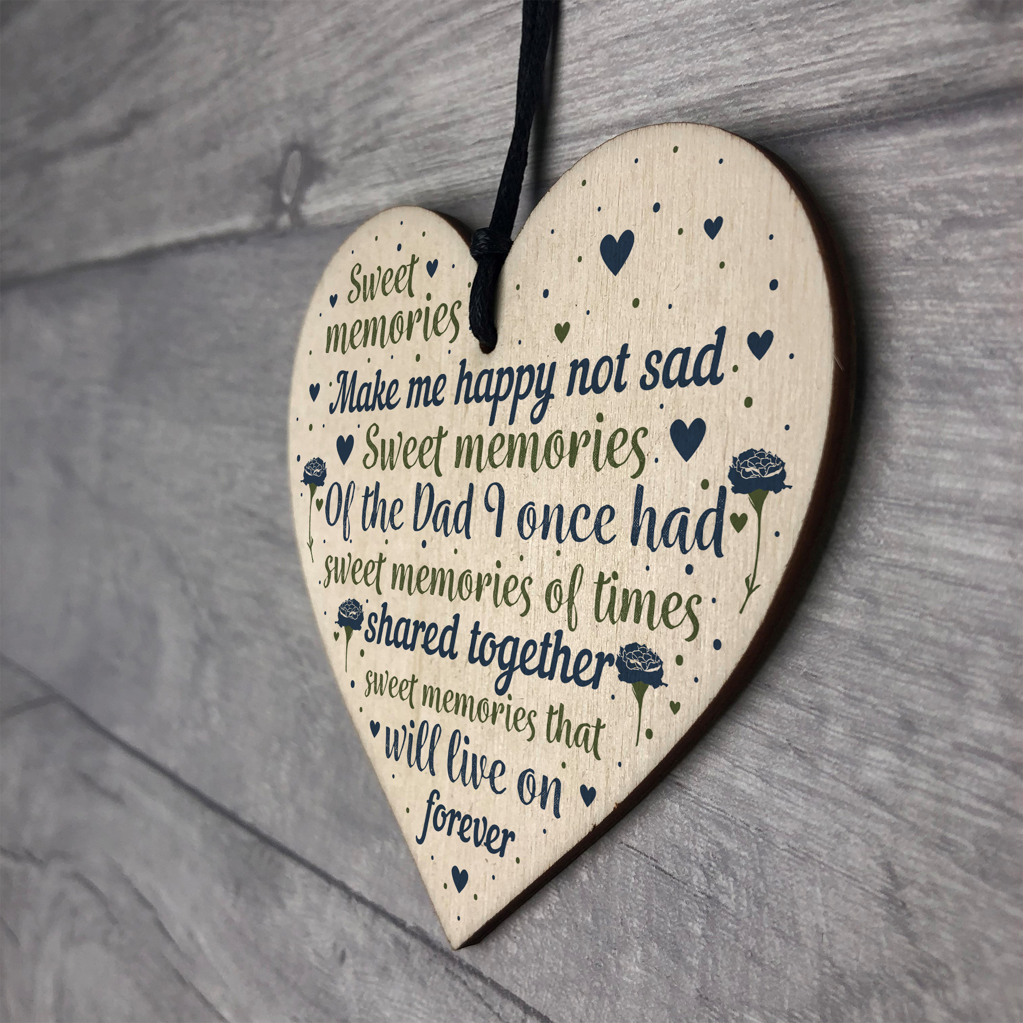 Christmas Tree Grave Memorial Ornament For Dad Wooden Heart Bauble