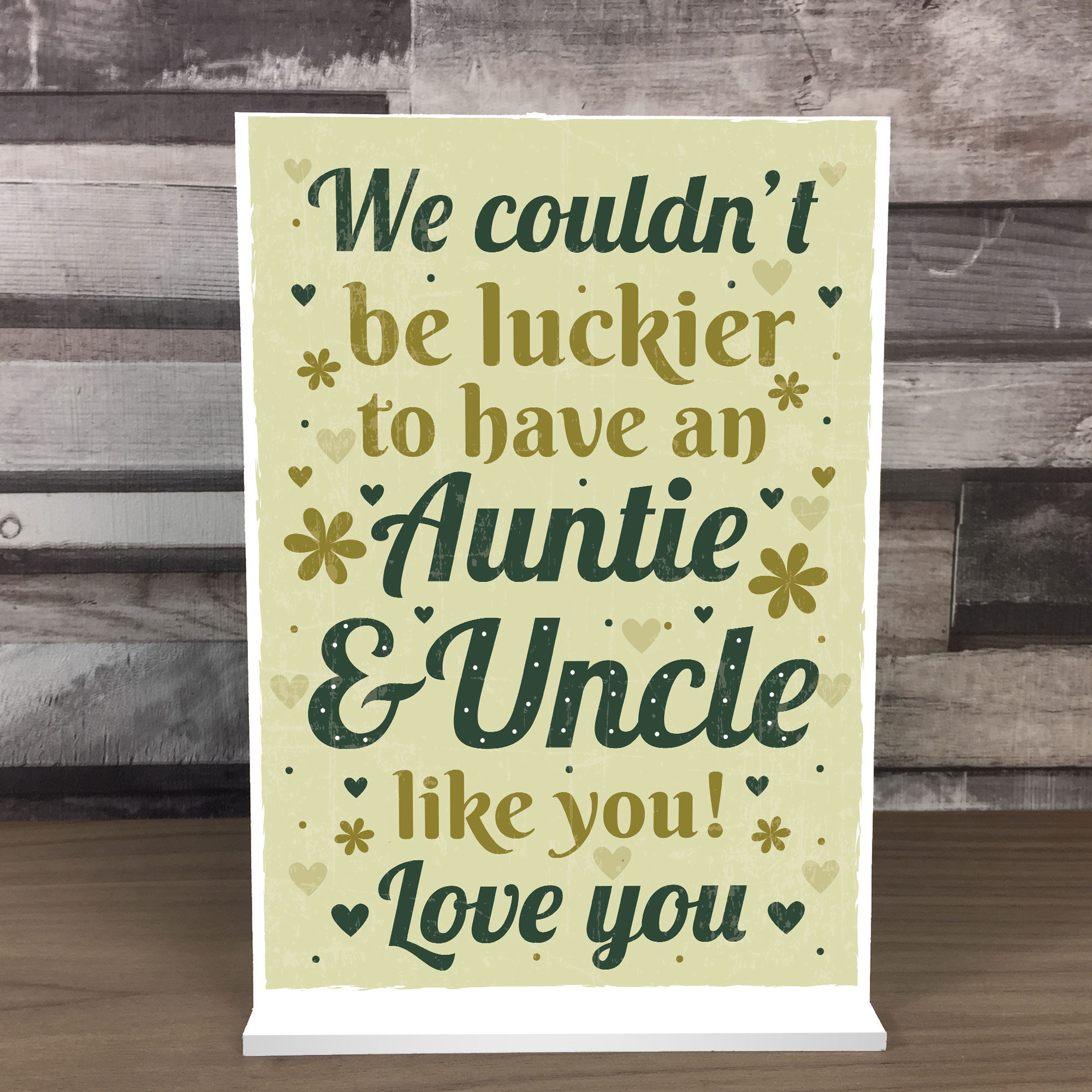 Auntie And Uncle Gifts Christmas Birthday Standing Plaque Gift From Niece Nephew 5056293503181