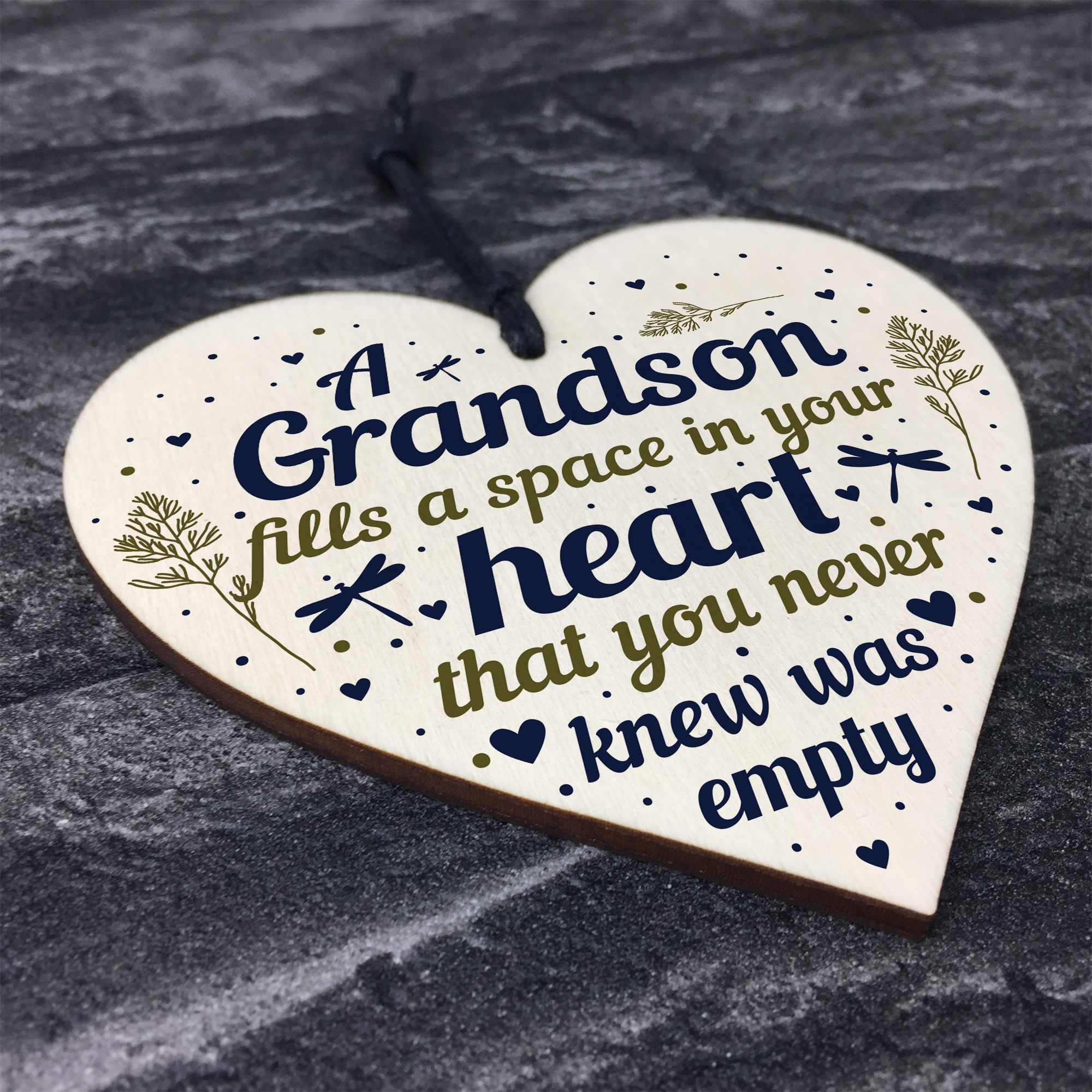 Grandson Plaque Keepsake Wooden Heart Birthday Christmas Gift From