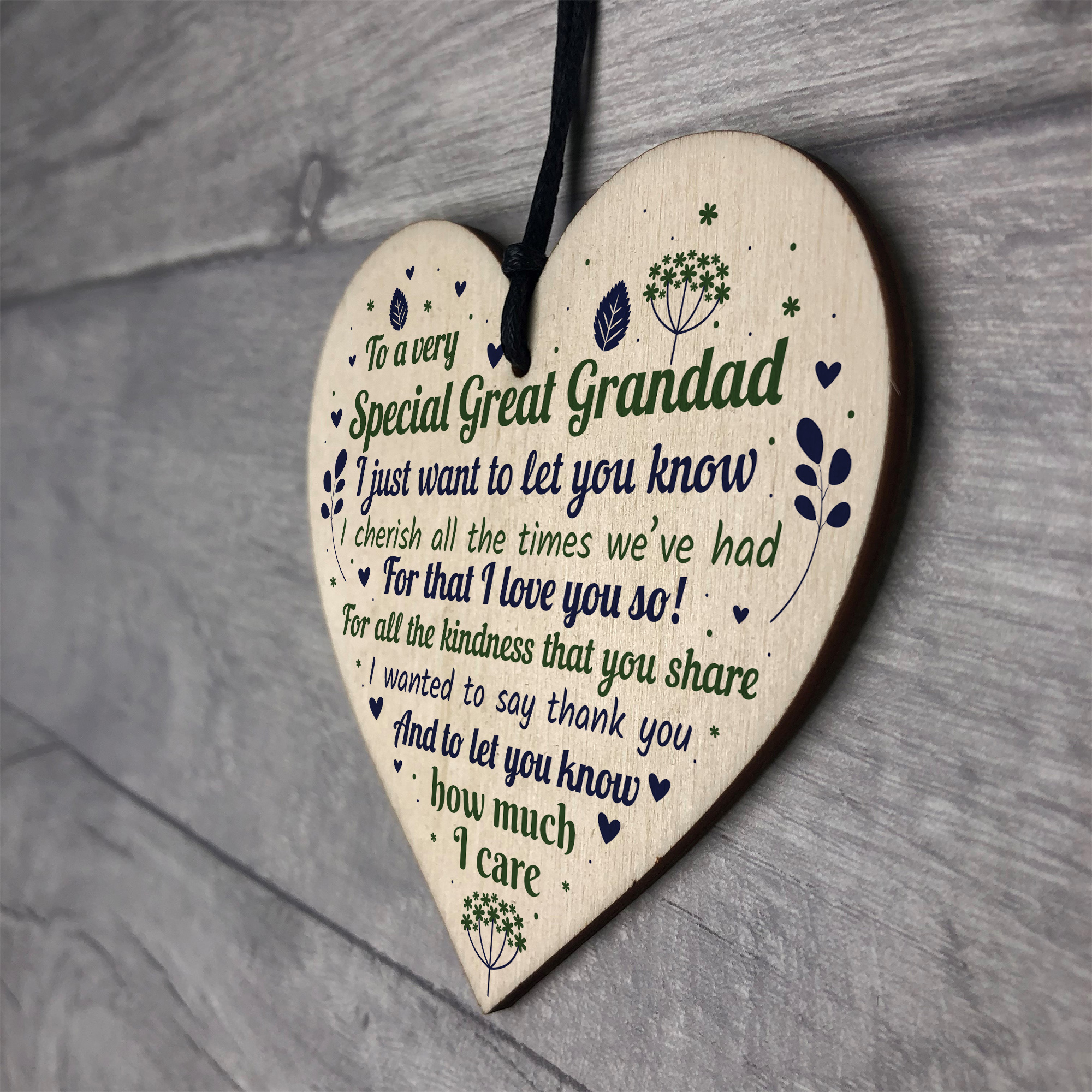 Great Grandad Grandfather Gifts For Christmas Birthday Wooden Heart