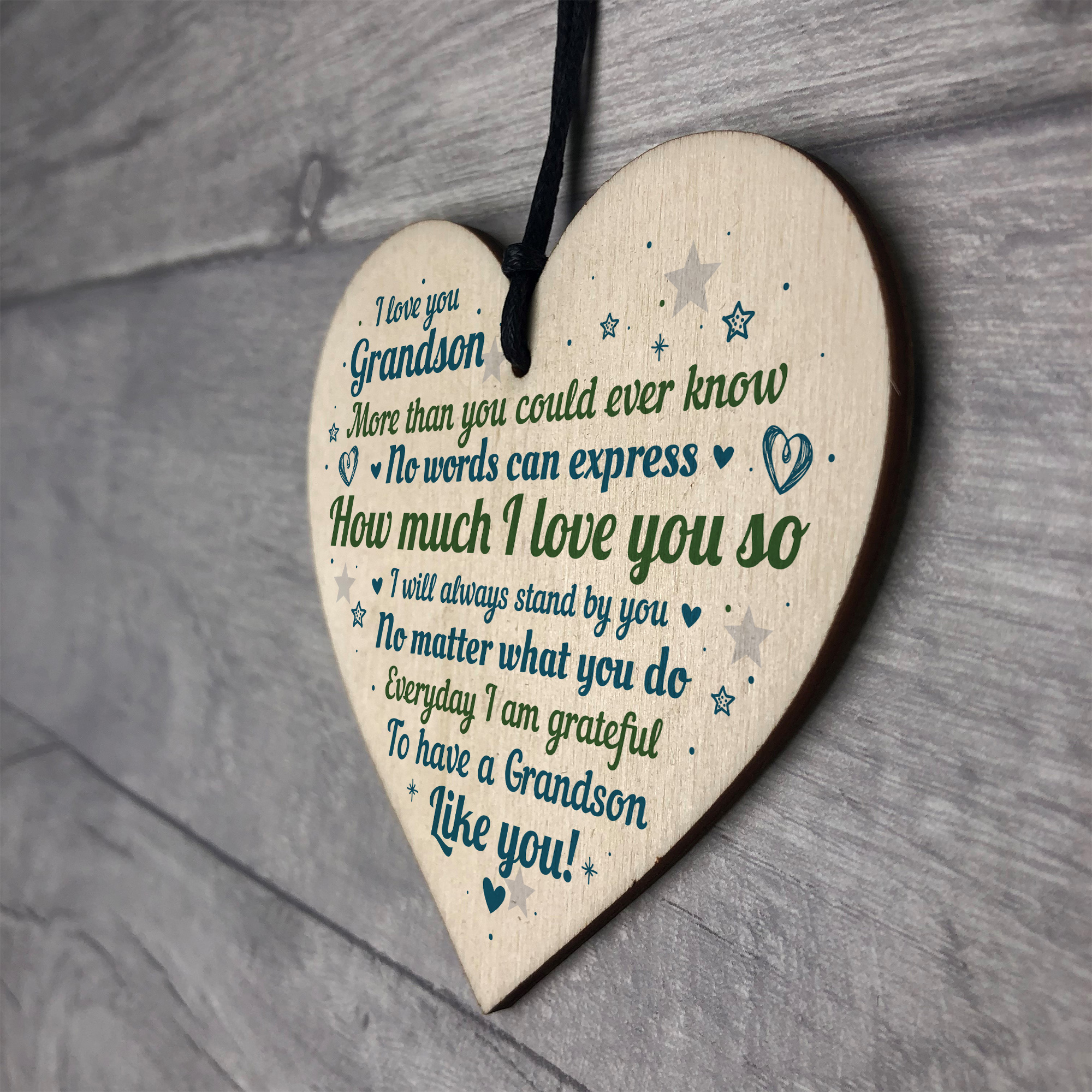 Gift For GRANDSON Birthday Christmas Keepsake Wood Heart Grandparent THANK YOU eBay