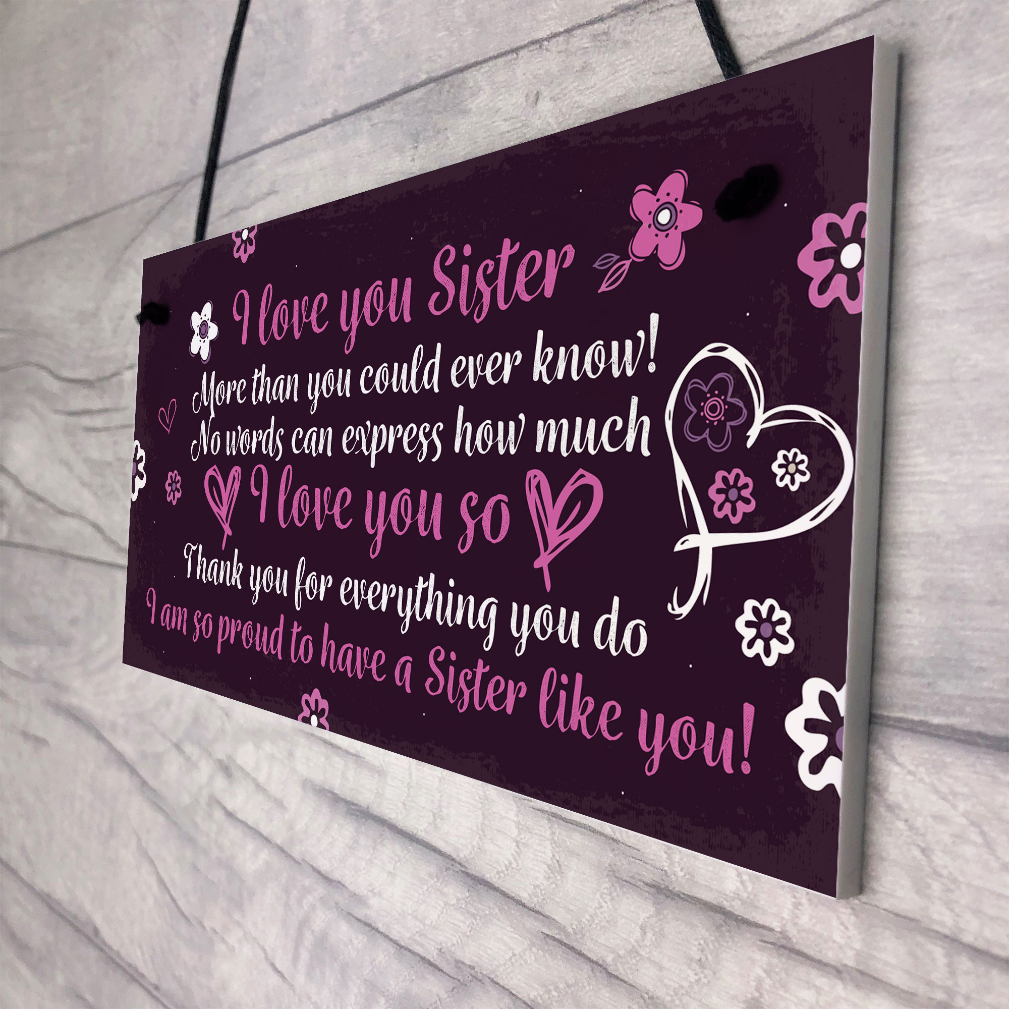 Birthday Christmas Gifts For Sister Keepsake Hanging Plaque Love You THANK YOU 5056293508209 | eBay