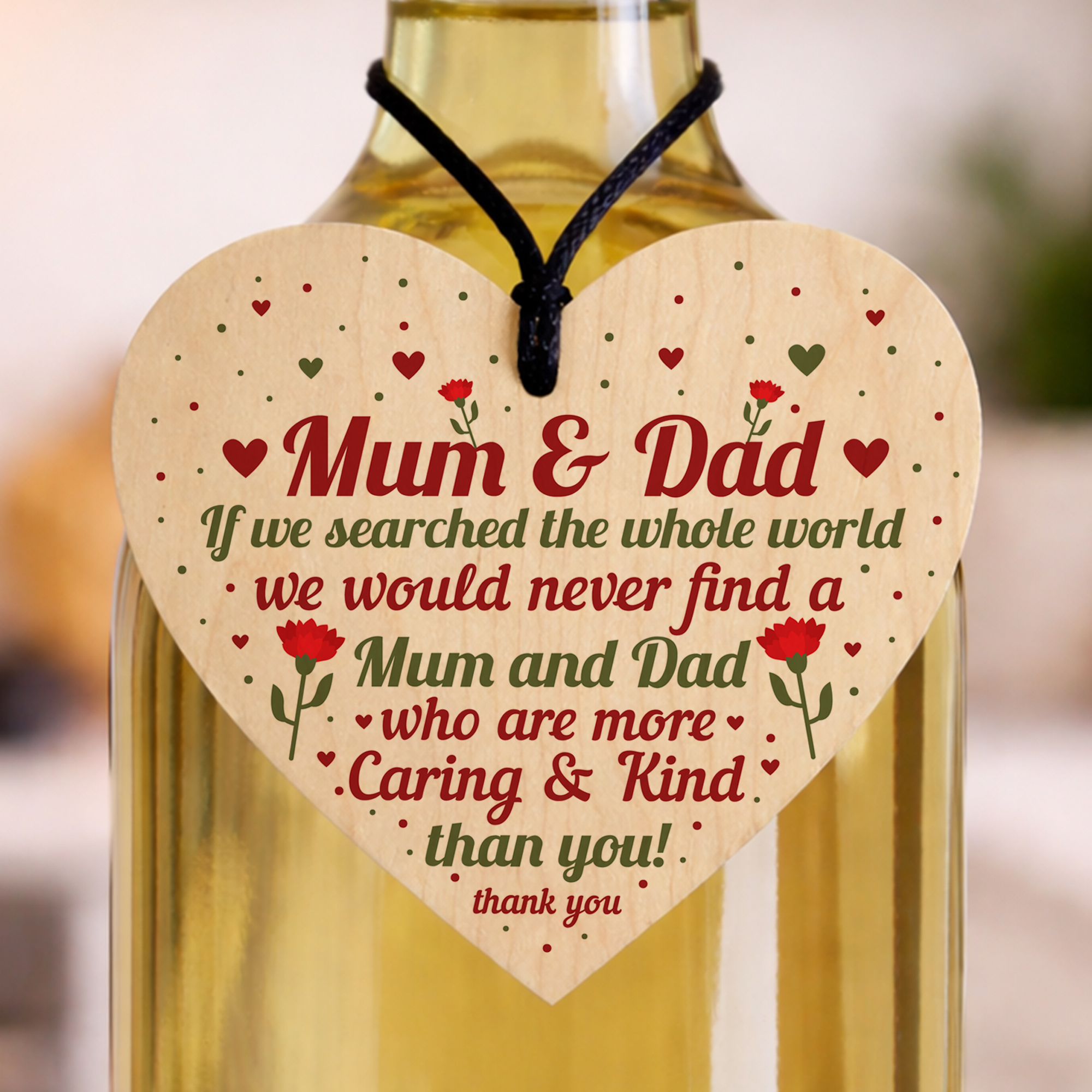 THANK YOU MUM And DAD Gift For Birthday Christmas Wood Heart Keepsake ...
