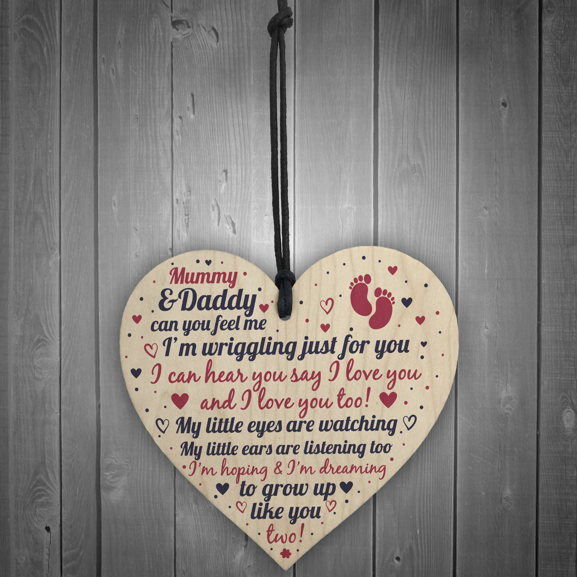 New Mum And Dad Gifts Wooden Heart Baby Shower Gifts For Mum And Dad