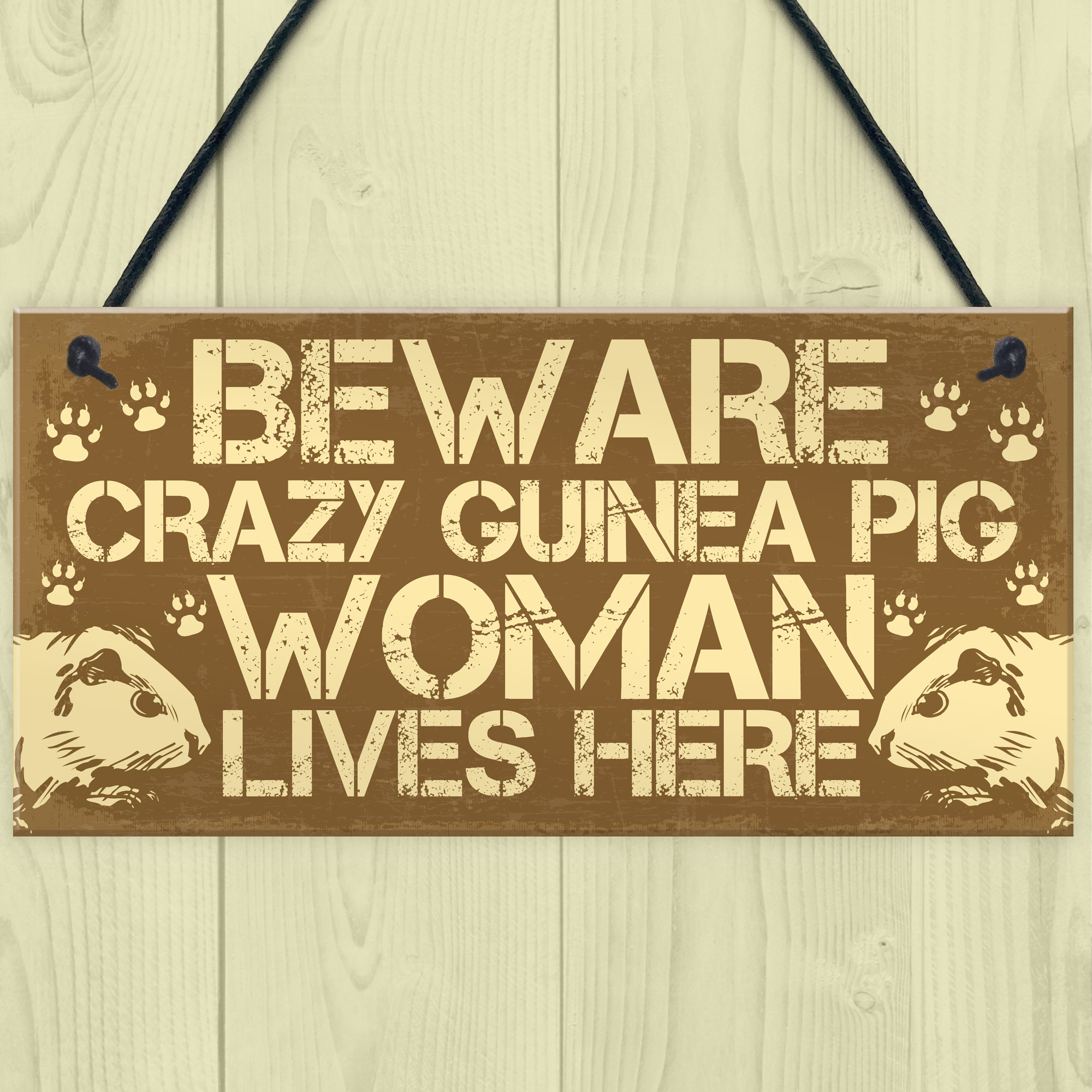 BEWARE Guinea Pig Sign Novelty Animal Pet Gifts Cage Hutch Sign Home