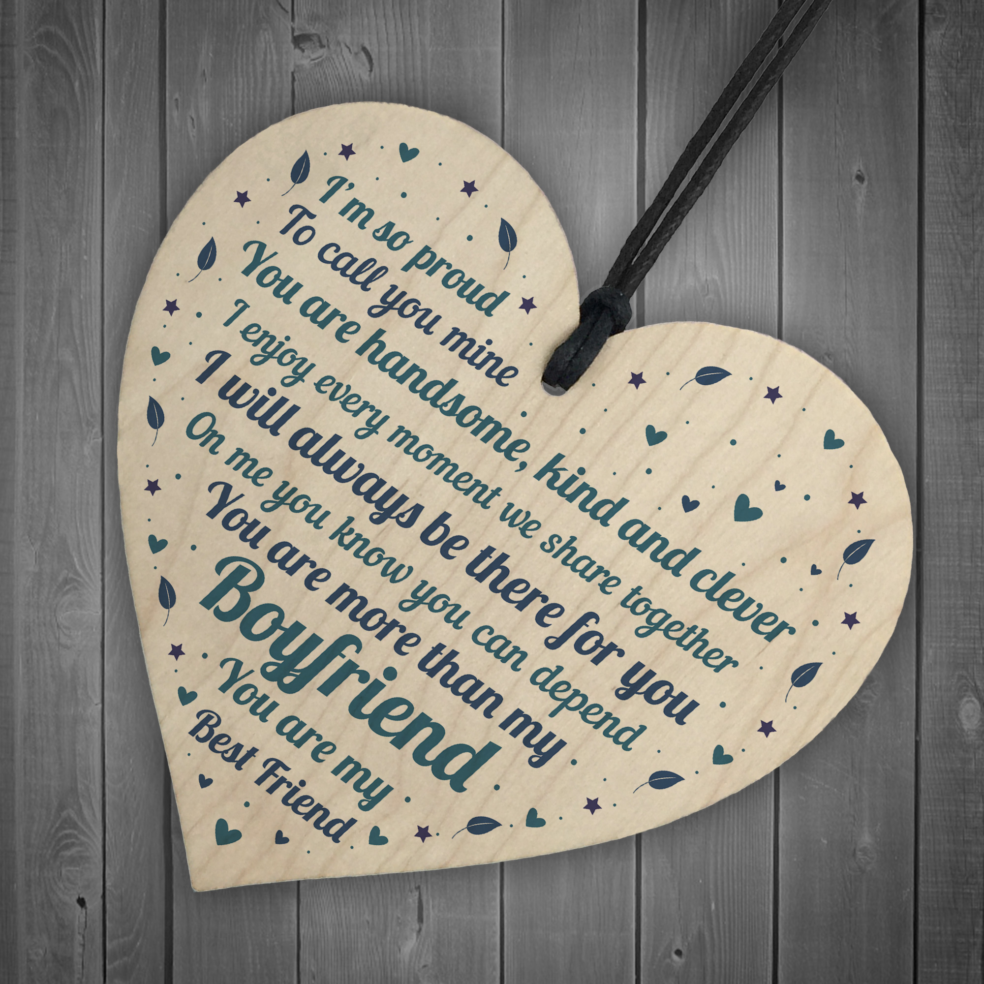 Boyfriend Relationship Gifts Wooden Heart Anniversary Valentines Gift