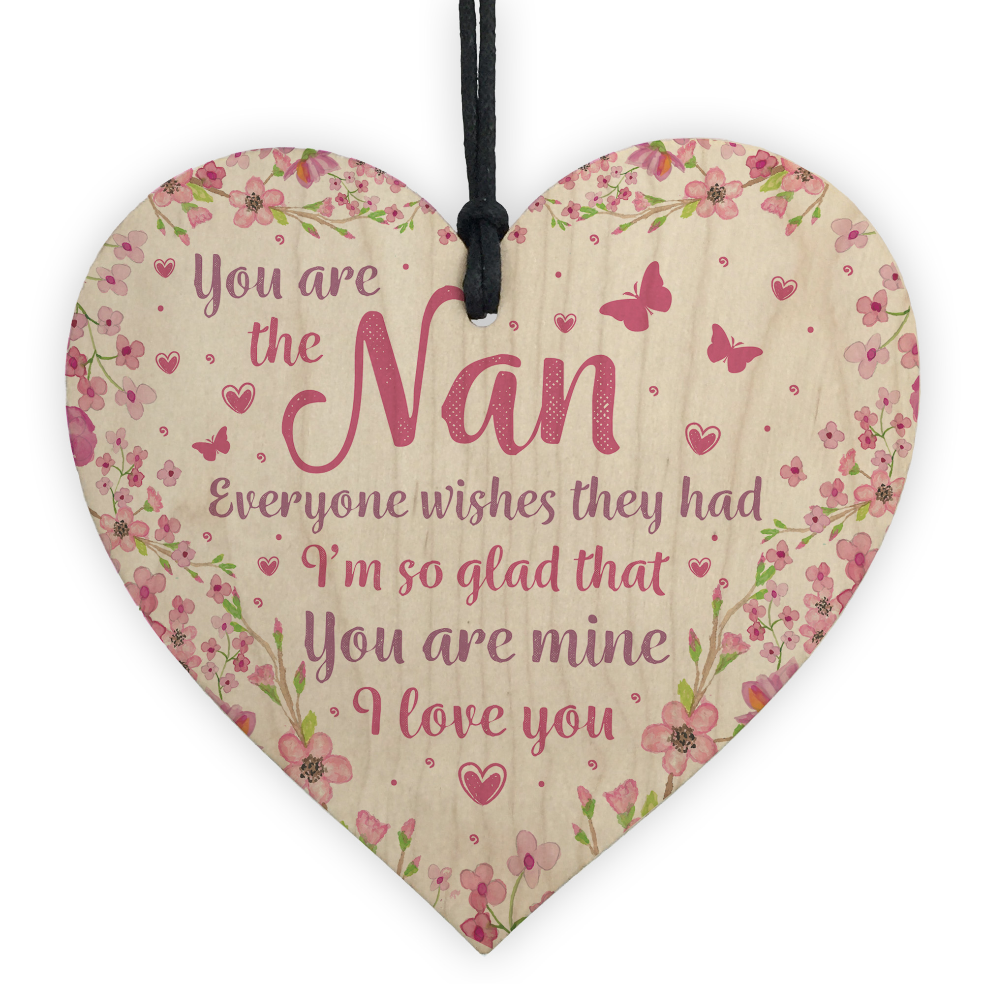 Nan Nanny Grandma Gift Wooden Heart Sign Birthday Gift For Nan Mothers Day Gifts 5056293513043