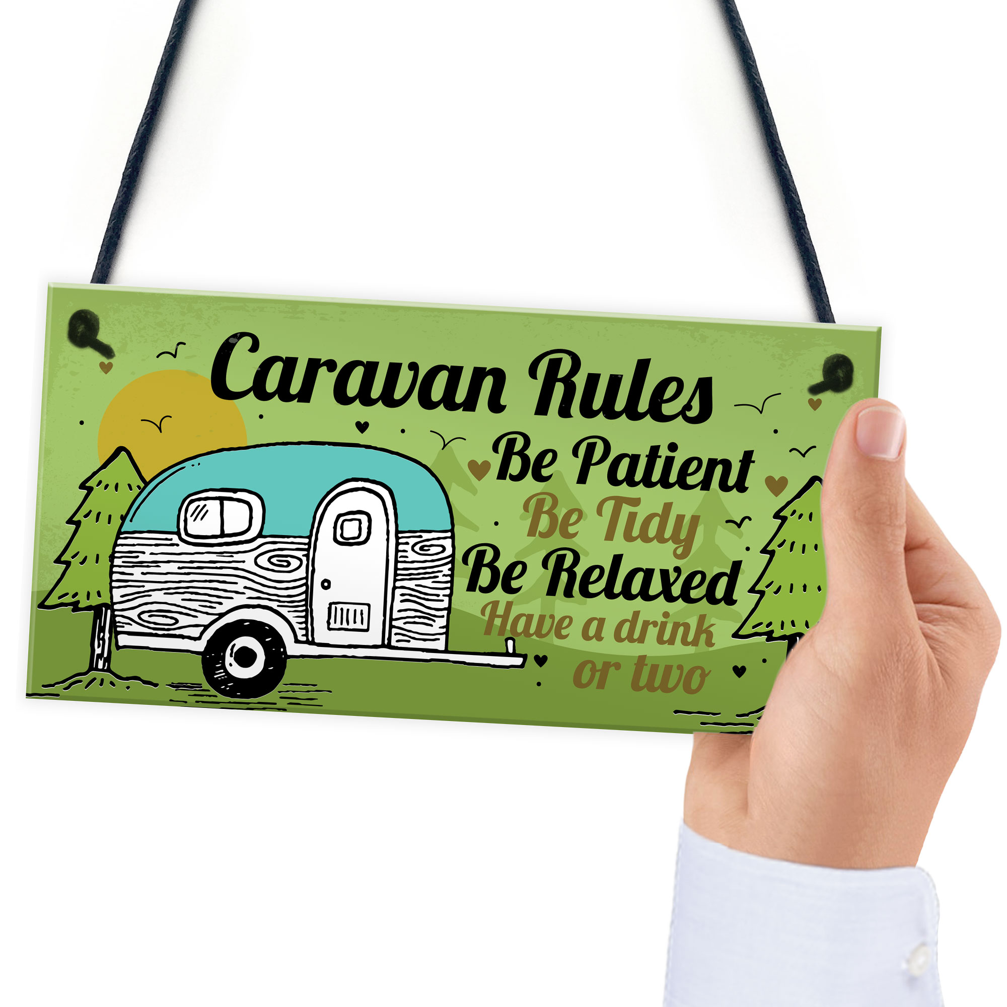 Caravan Rules Plaque Funny Novelty Garden Sign Birthday Gift For
