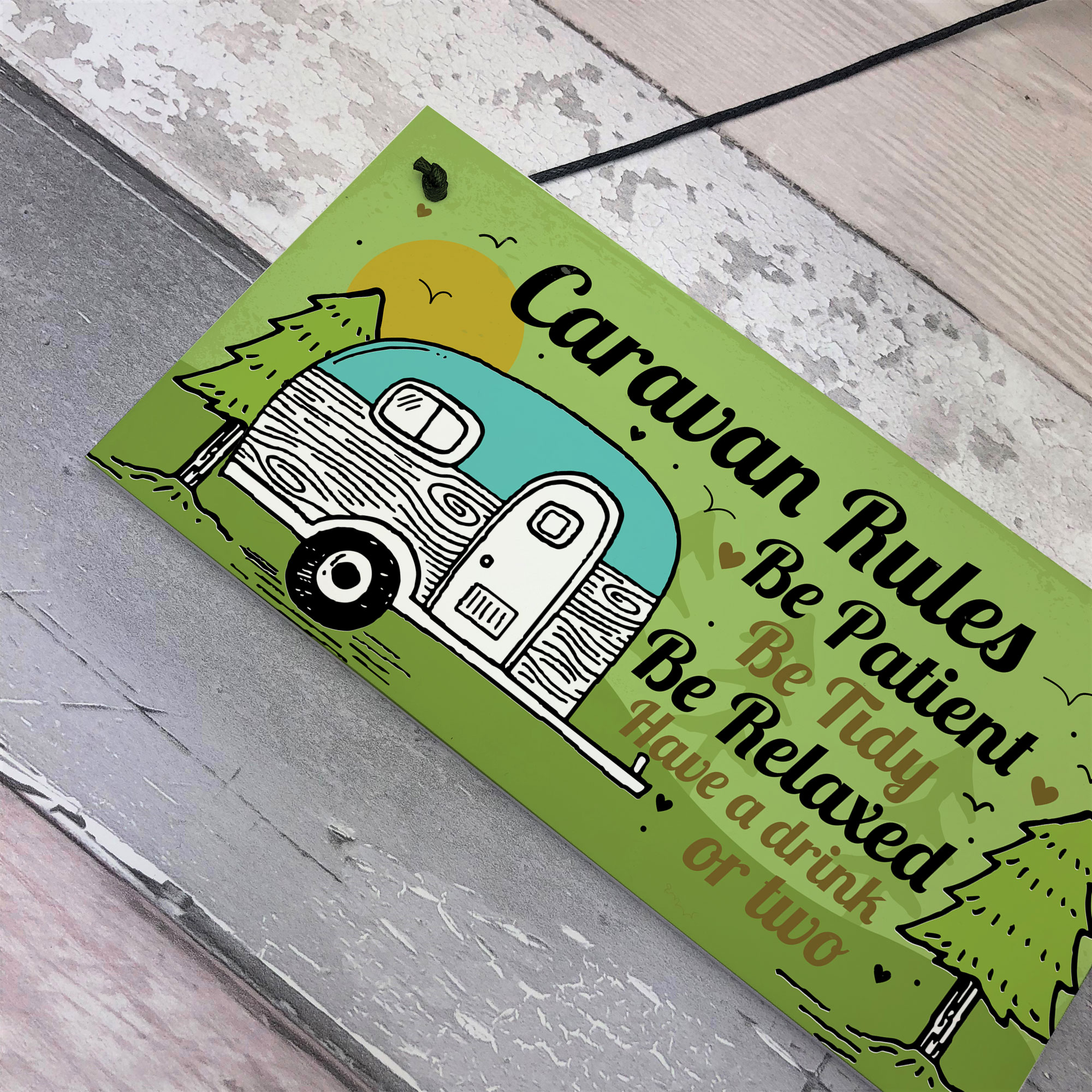 Caravan Rules Plaque Funny Novelty Garden Sign Birthday Gift For
