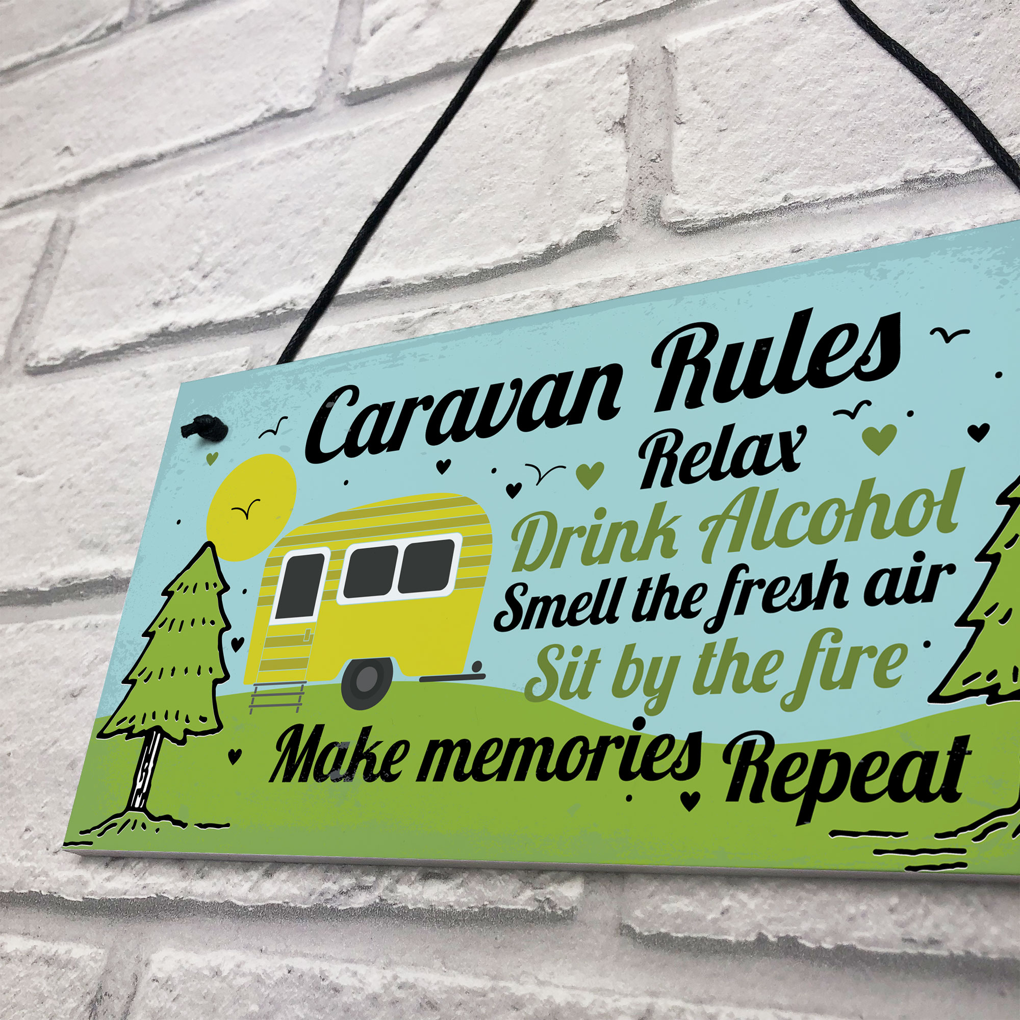 Funny Novelty Caravan Rules Hanging Wall Plaque Home Decor Garden Sign