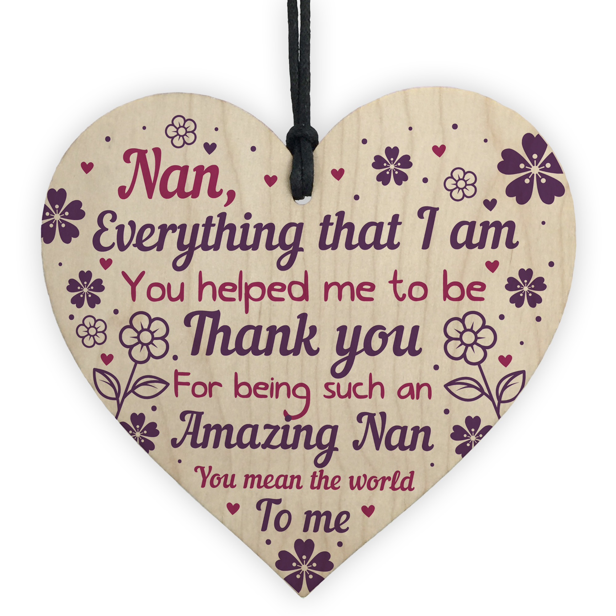 Thank You Nan Gift Mothers Day Gift Wooden Heart Nan Birthday Gift Special Sign 5056293513920 eBay