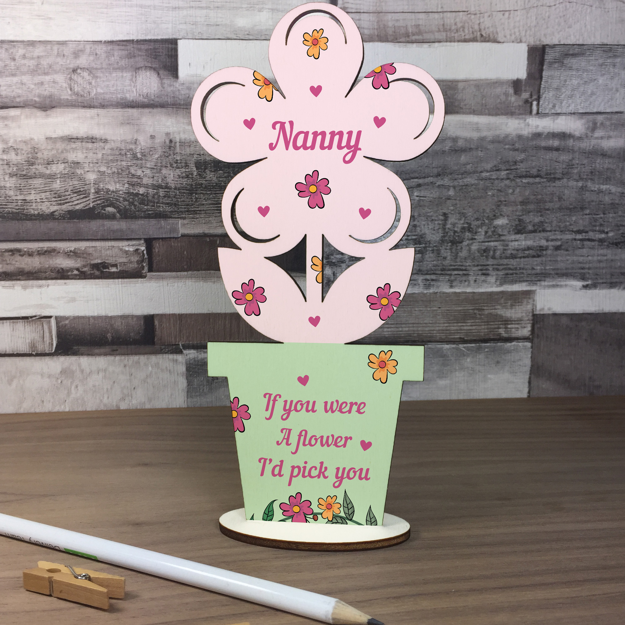 Mum Mothers Day Gift For Nanny Wooden Flower Nanny Gift For Grandparents LOVE 5056293516709 eBay