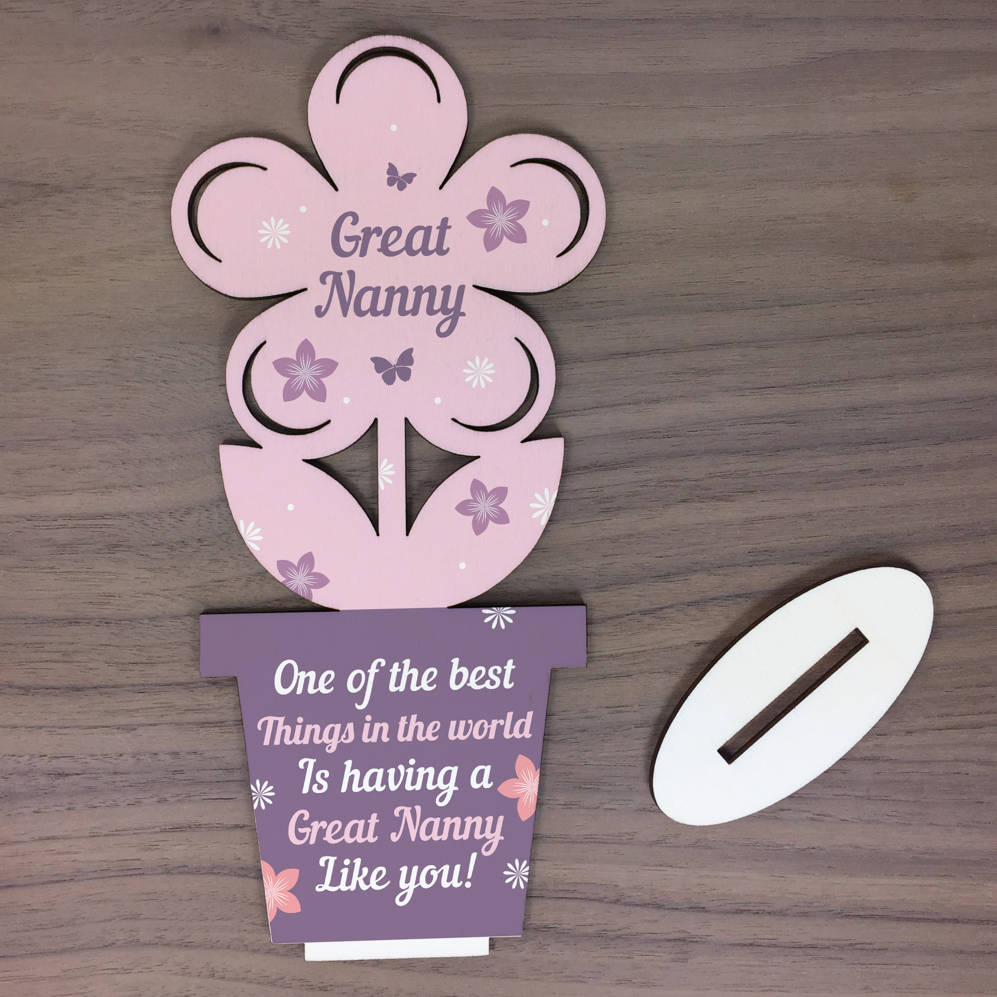 Great Nanny Gifts Wooden Flower Great Nanny Birthday Gifts From Grandchildren 5056293517225 | eBay