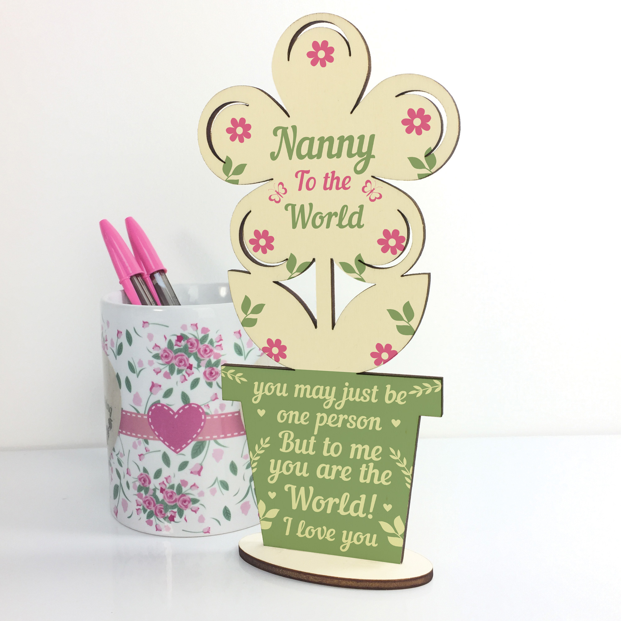 Cute Nanny Gifts Wooden Flower Nanny Birthday Christmas Gifts From Grandchildren 5056293517263