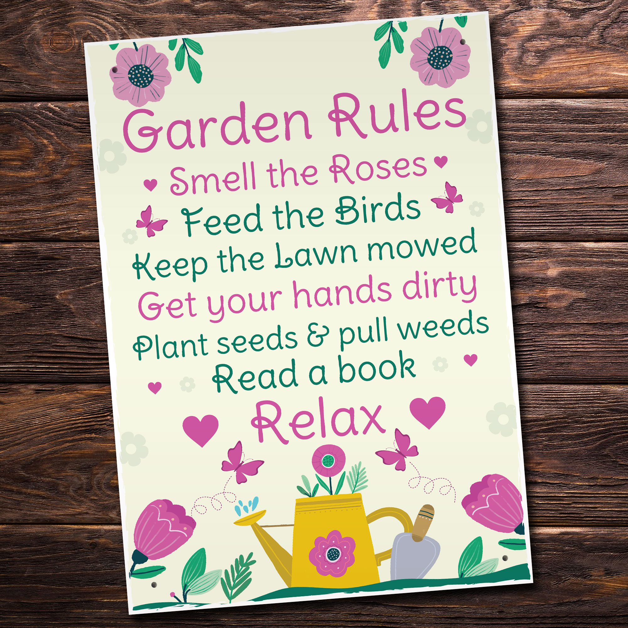 GARDEN RULES Sign Summer House Sign Garden Shed Plaques Gifts For Women
