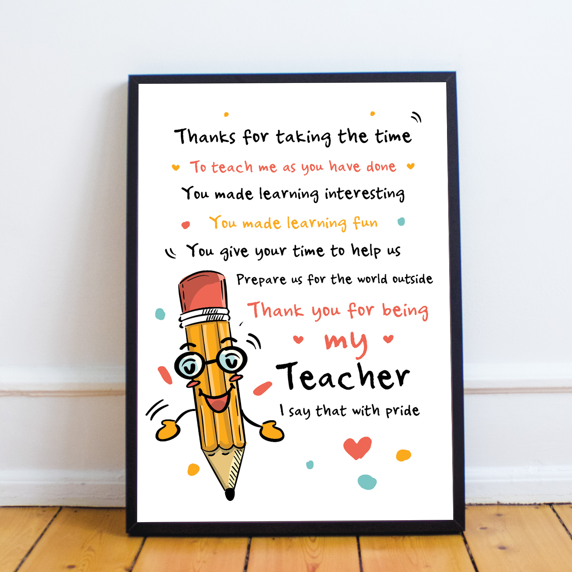 Teacher Gifts Thank You Present Best Teacher Poem Leaving School