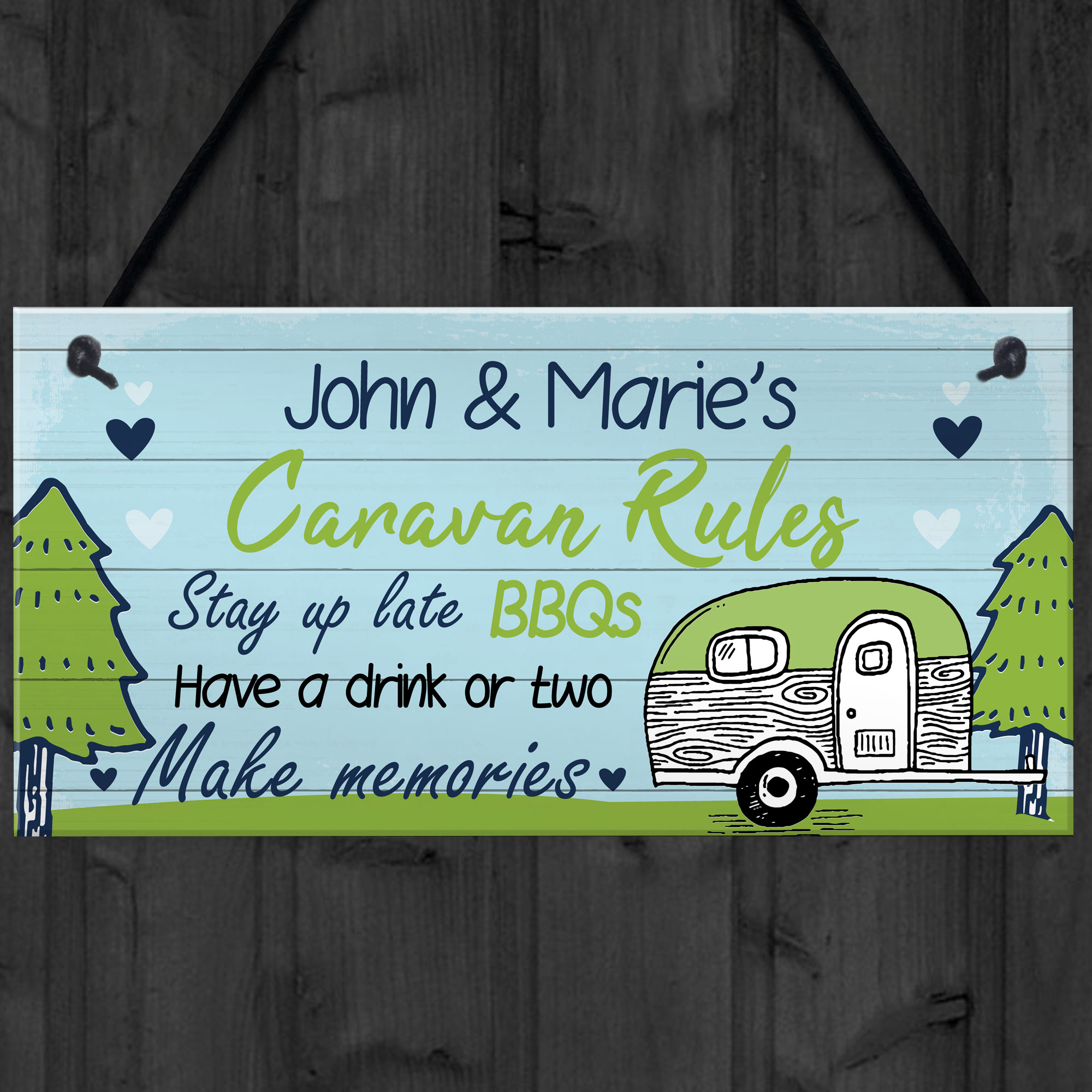 PERSONALISED Caravan Sign Hanging Caravan Rules Sign Novelty Caravan