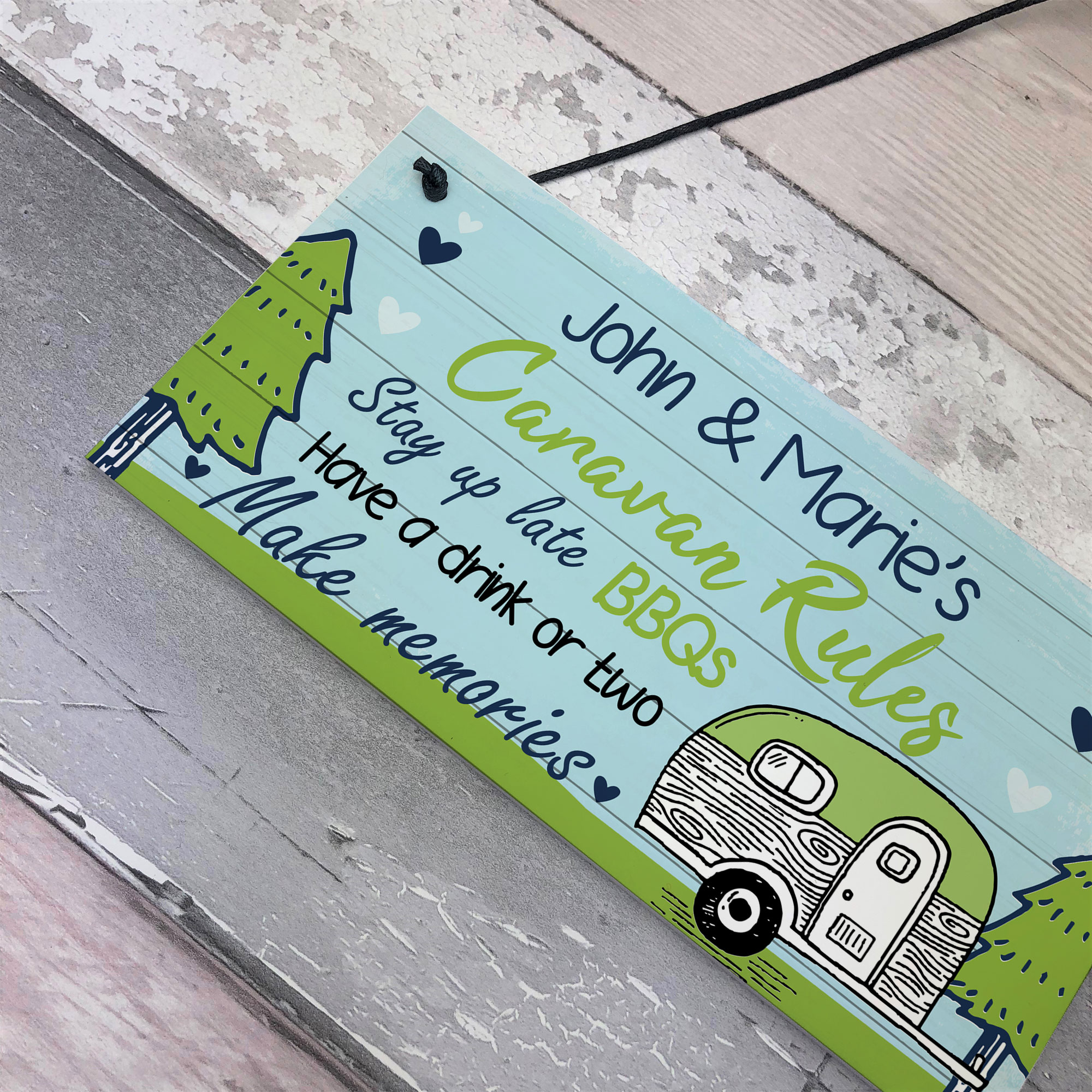 PERSONALISED Caravan Sign Hanging Caravan Rules Sign Novelty Caravan