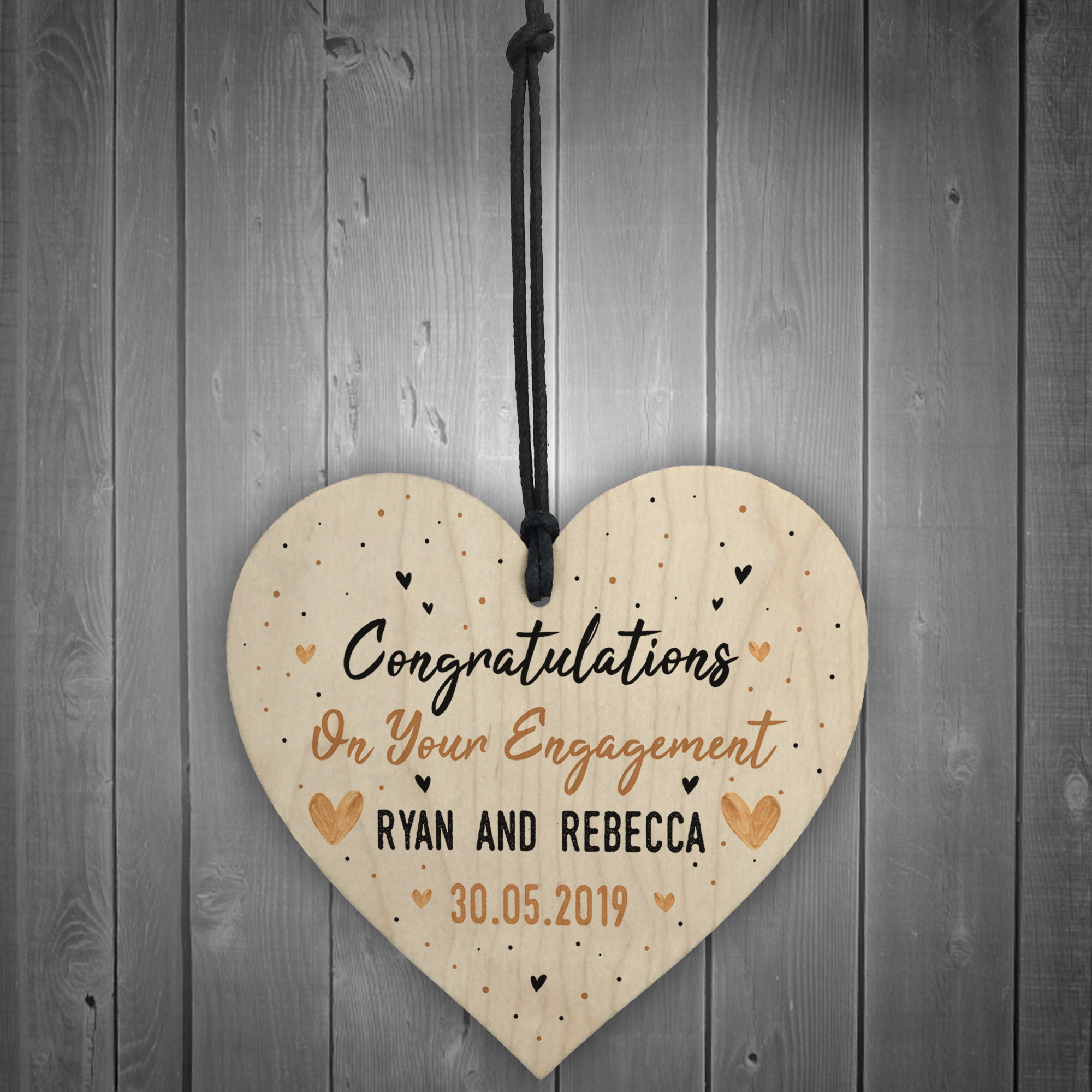 Congratulations On Your Engagement - Heart Wooden Plaque Gift By El Naturel (LPA3-110)