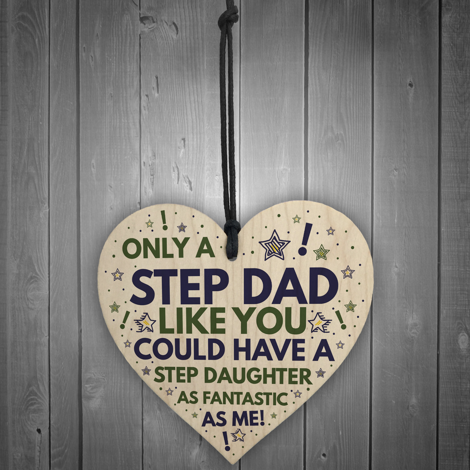 Step DAD Birthday Gifts Funny Wood Heart Gift From Step Daughter Christmas Gift eBay