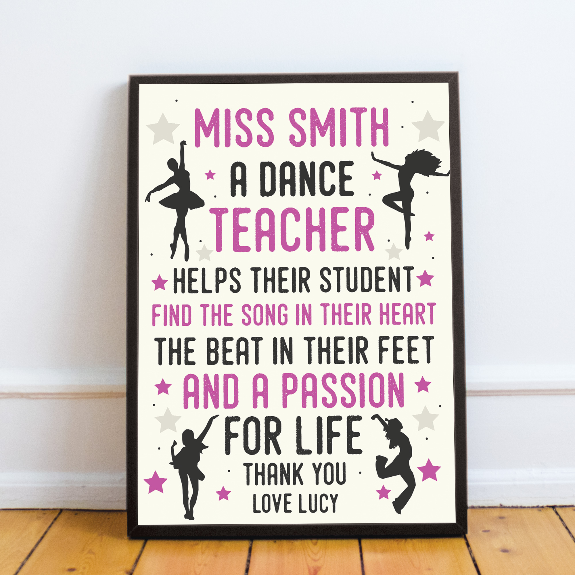 Personalised Thank You Dance Teacher Print Gift Special Goodbye Gifts
