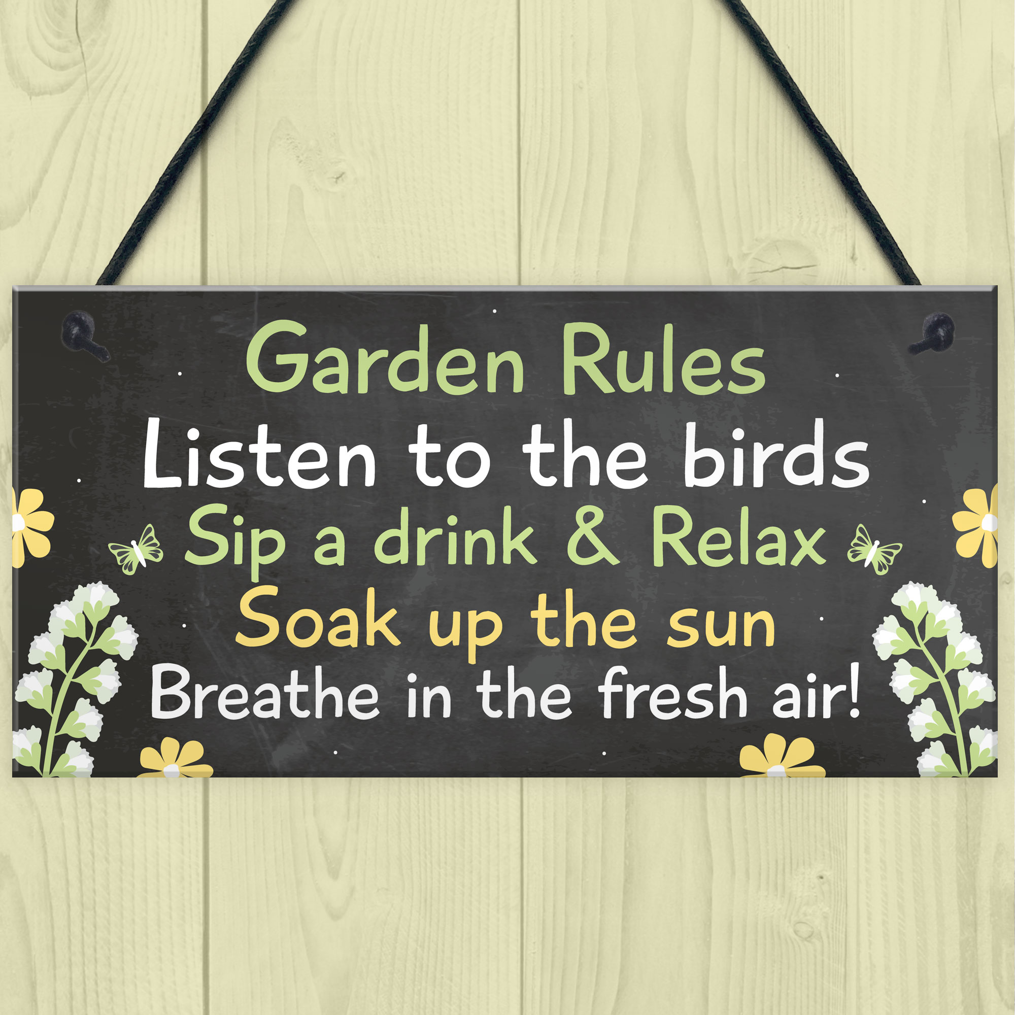 Novelty Garden Rules Hanging Plaque Summer House Sign Garden Shed