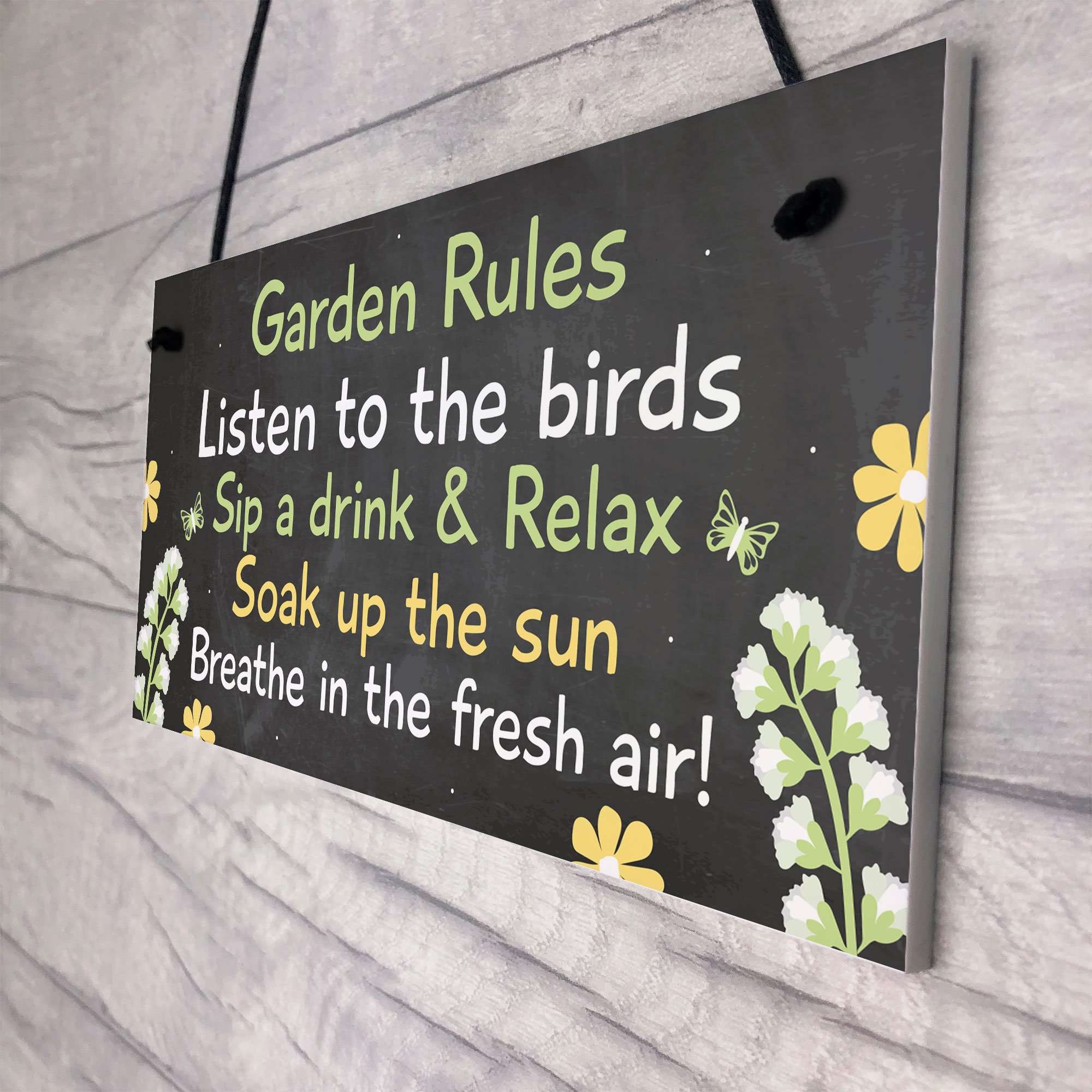 Novelty Garden Rules Hanging Plaque Summer House Sign Garden Shed