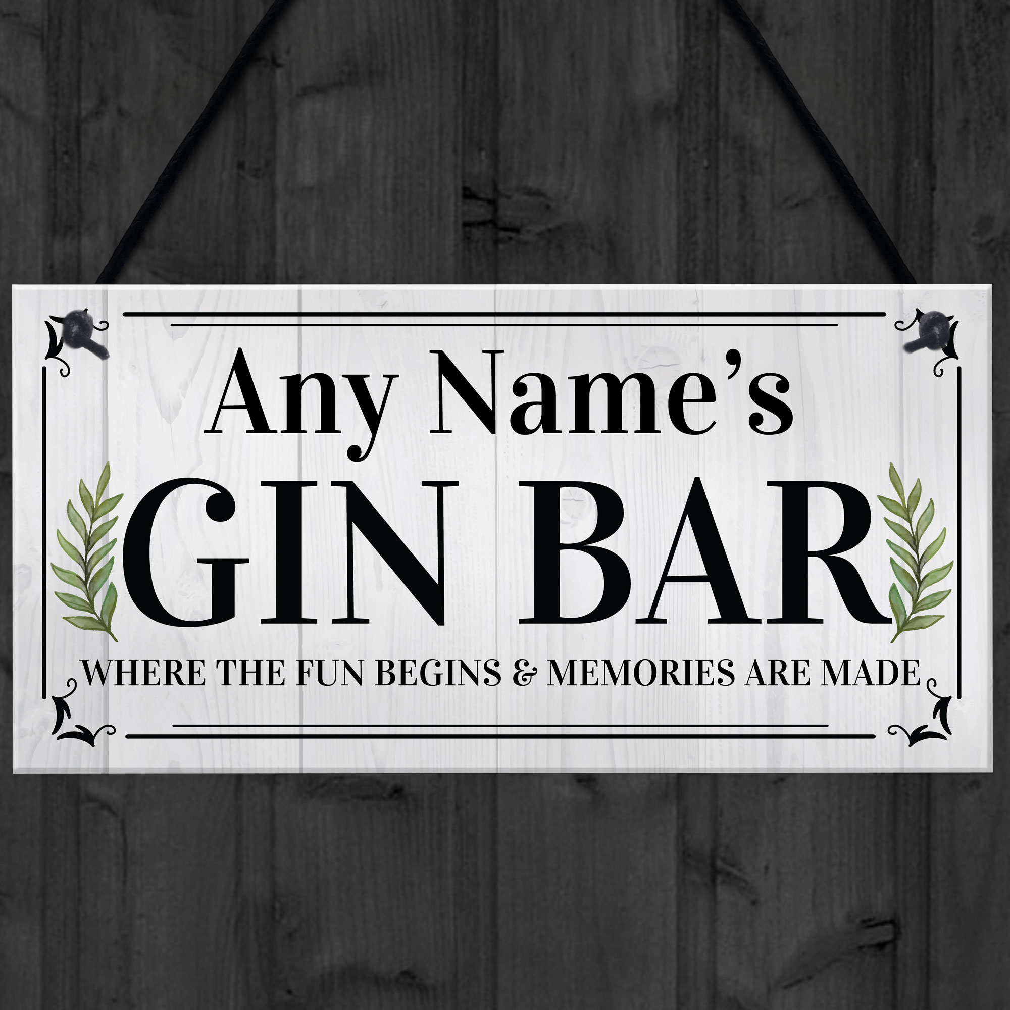 Personalised Gin Bar Sign Wall Decor Retro Bar Pub Man Cave Decor