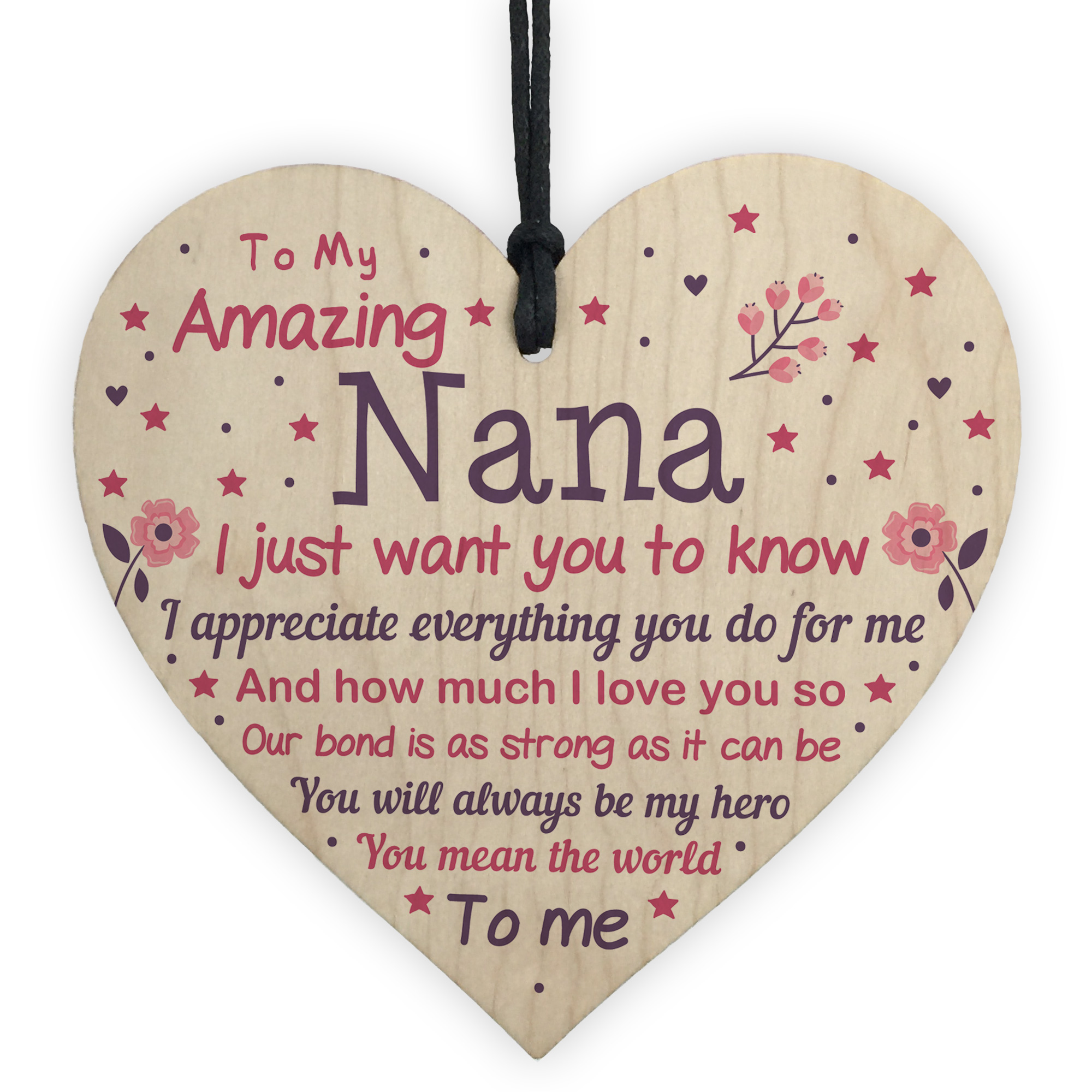 Nan Nanny Nanna Grandma Wood Heart Christmas Gift Love Poem From Granddaughter | eBay