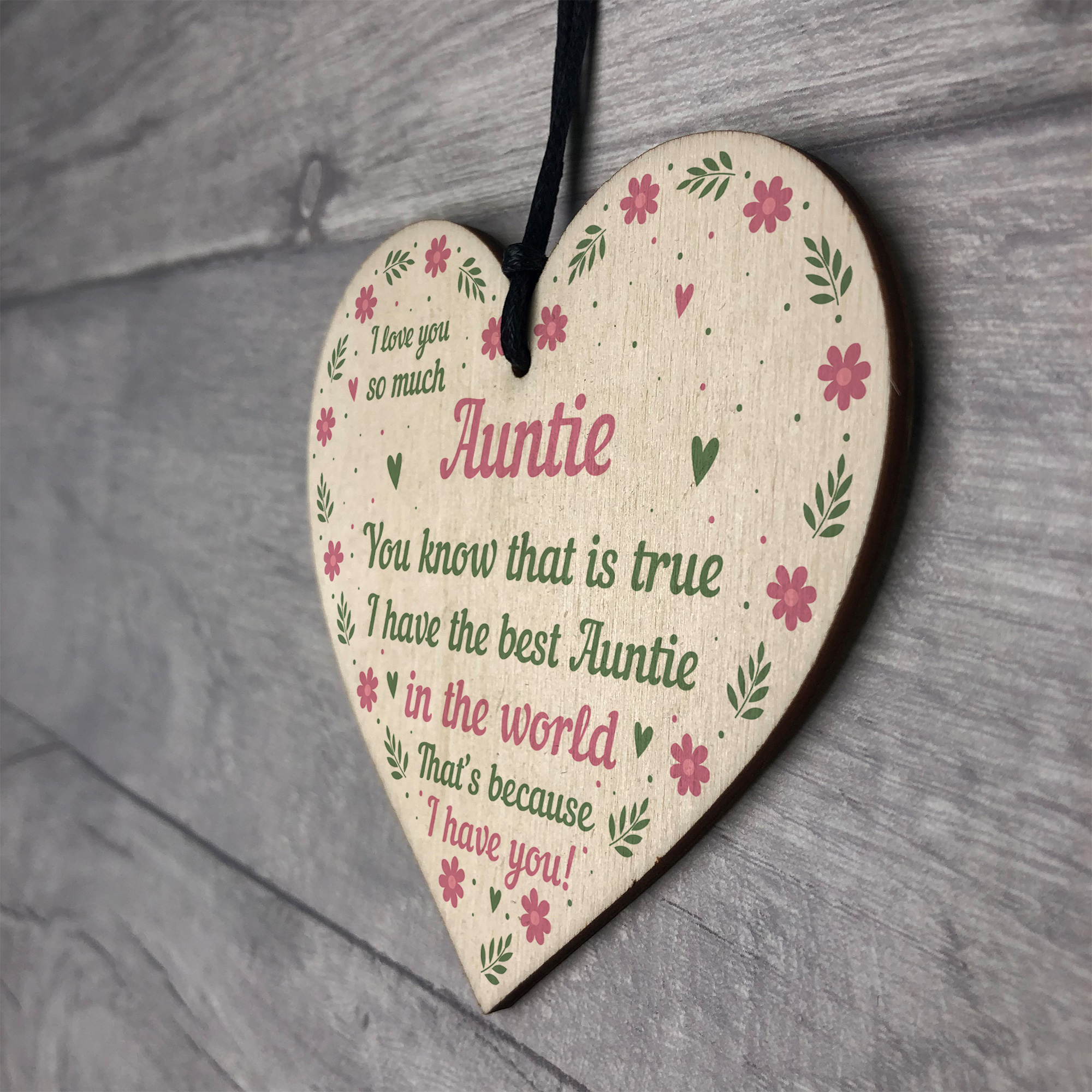 Best Auntie Gift Wooden Heart Birthday Xmas Gifts For Auntie From Niece
