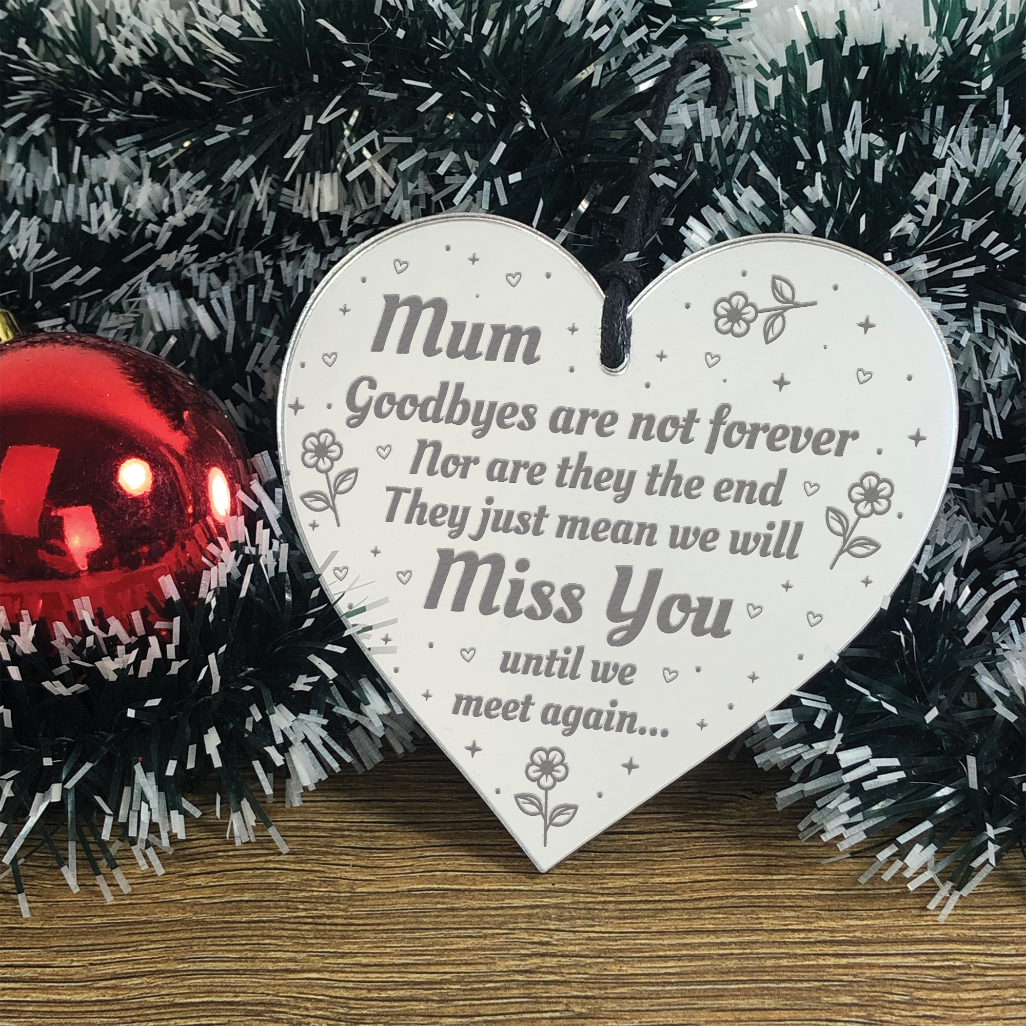 Christmas Memory Baubles For Mum Christmas Memorial Gift Acrylic Heart