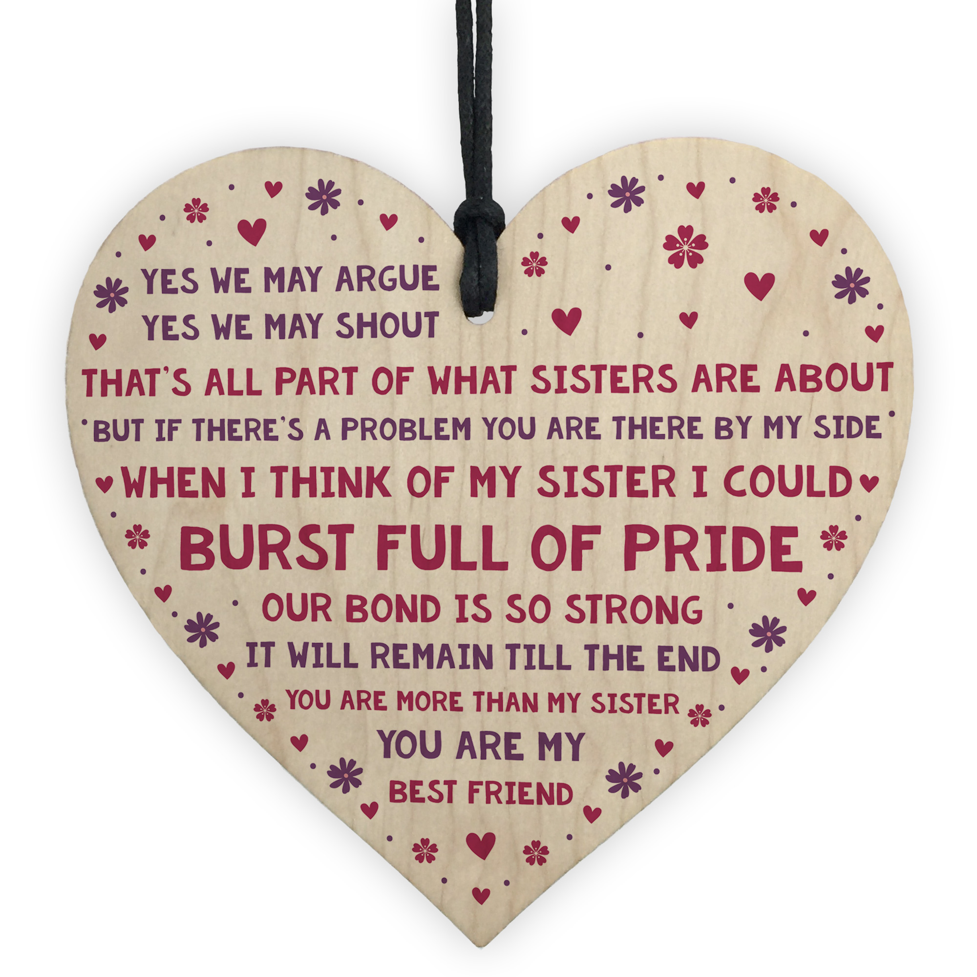 Sister Gifts Handmade Fun Sister Plaque Wood Heart Big ...