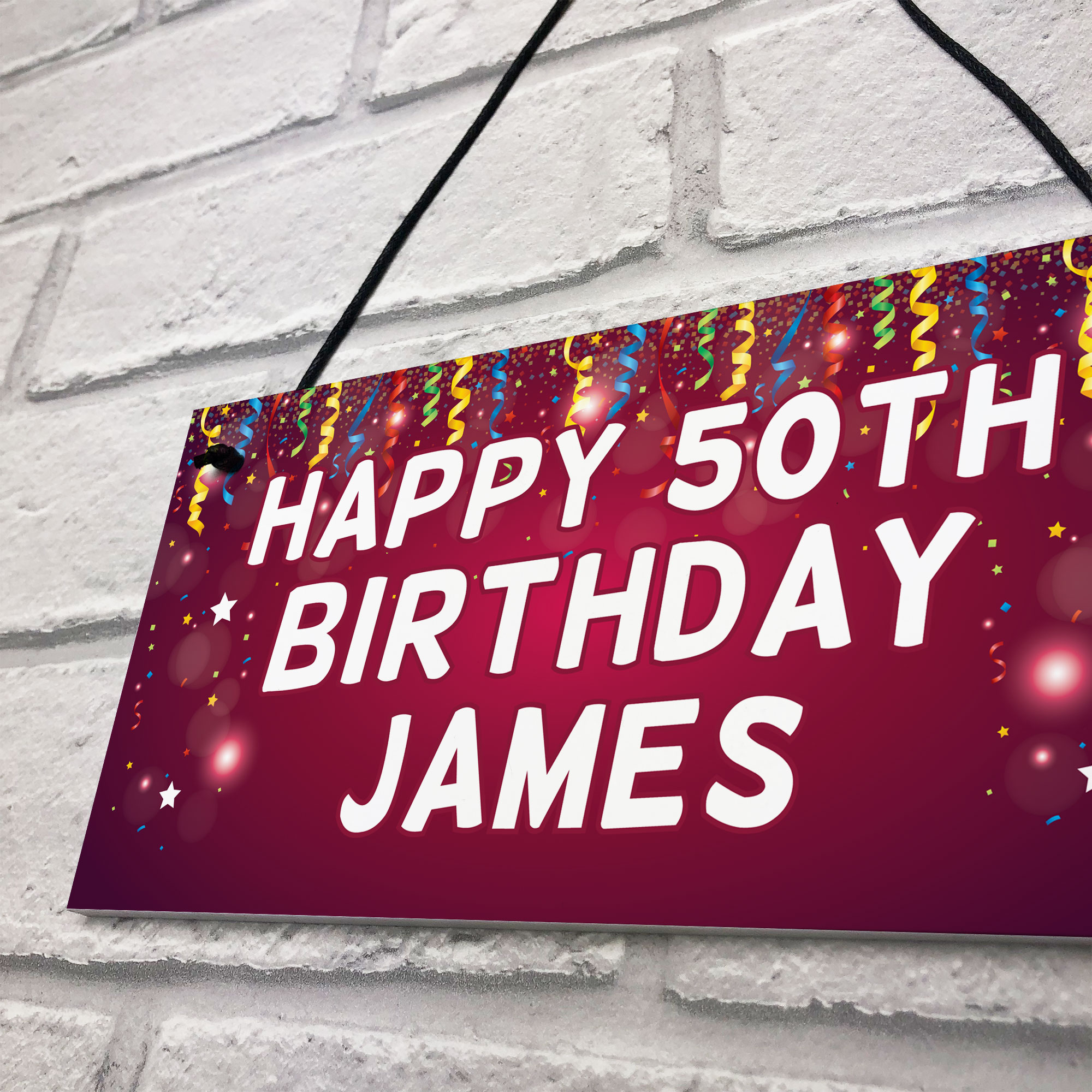 Happy Birthday Banner PERSONALISED Plaque Party Decoration Any Age Name