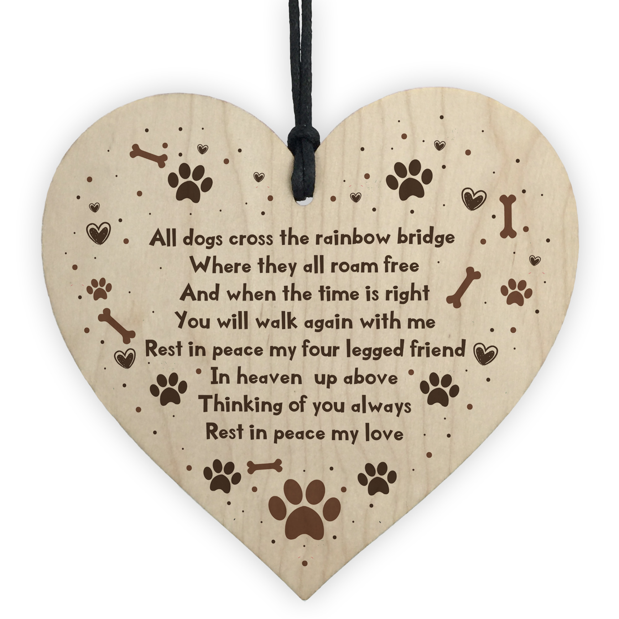 Handmade Pet Memorial Plaque For Dog Wooden Heart Memorial Bauble