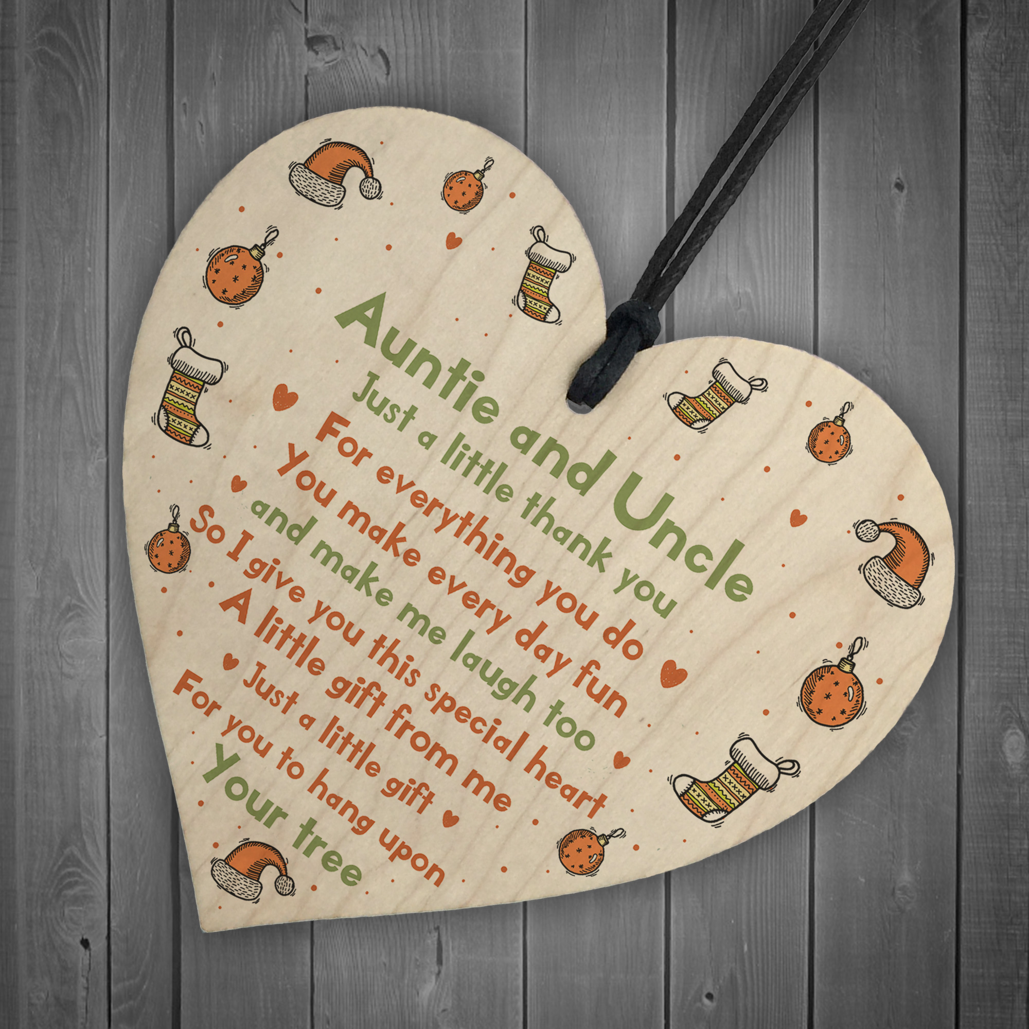 Handmade Auntie and Uncle Gifts Wood Heart Gift For Niece Nephew Thank