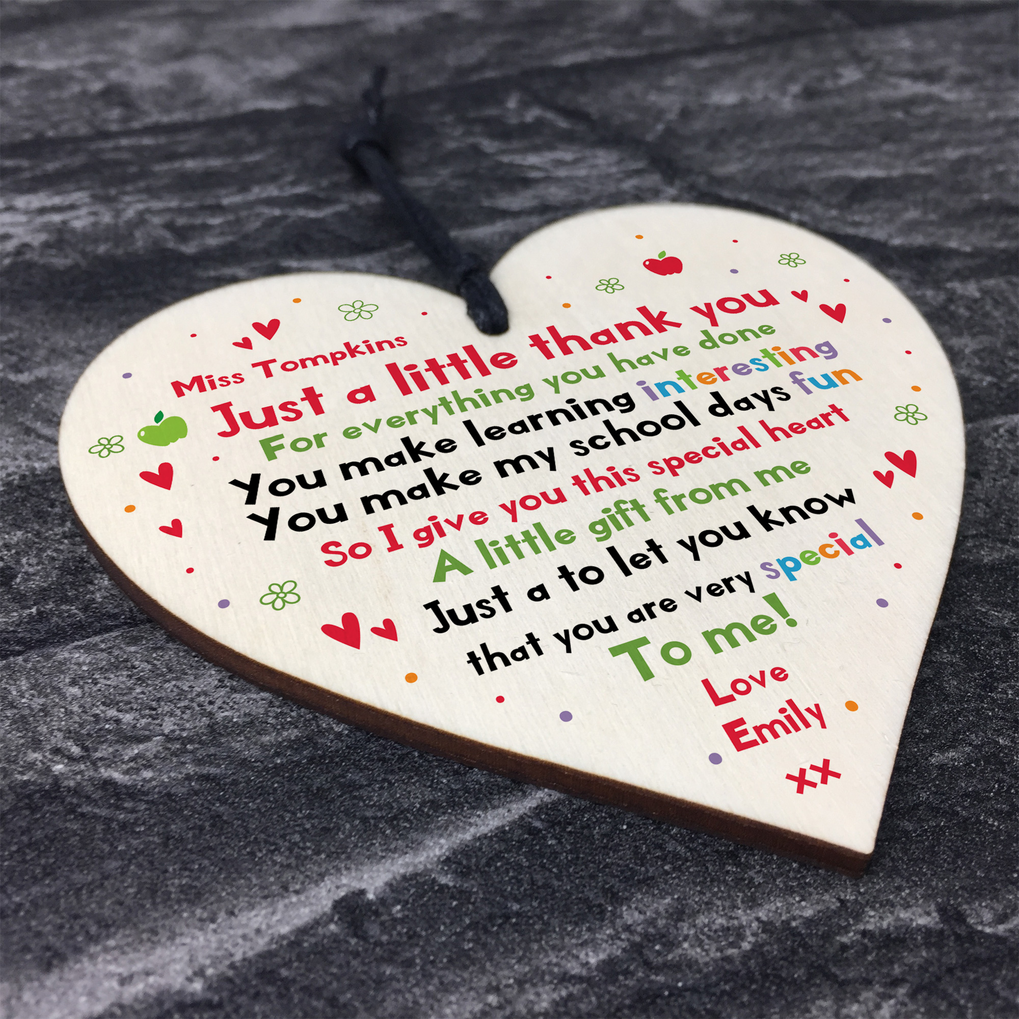 Handmade Personalised Teacher Gift Wooden Heart Thank You Leaving Gift Keepsake | eBay
