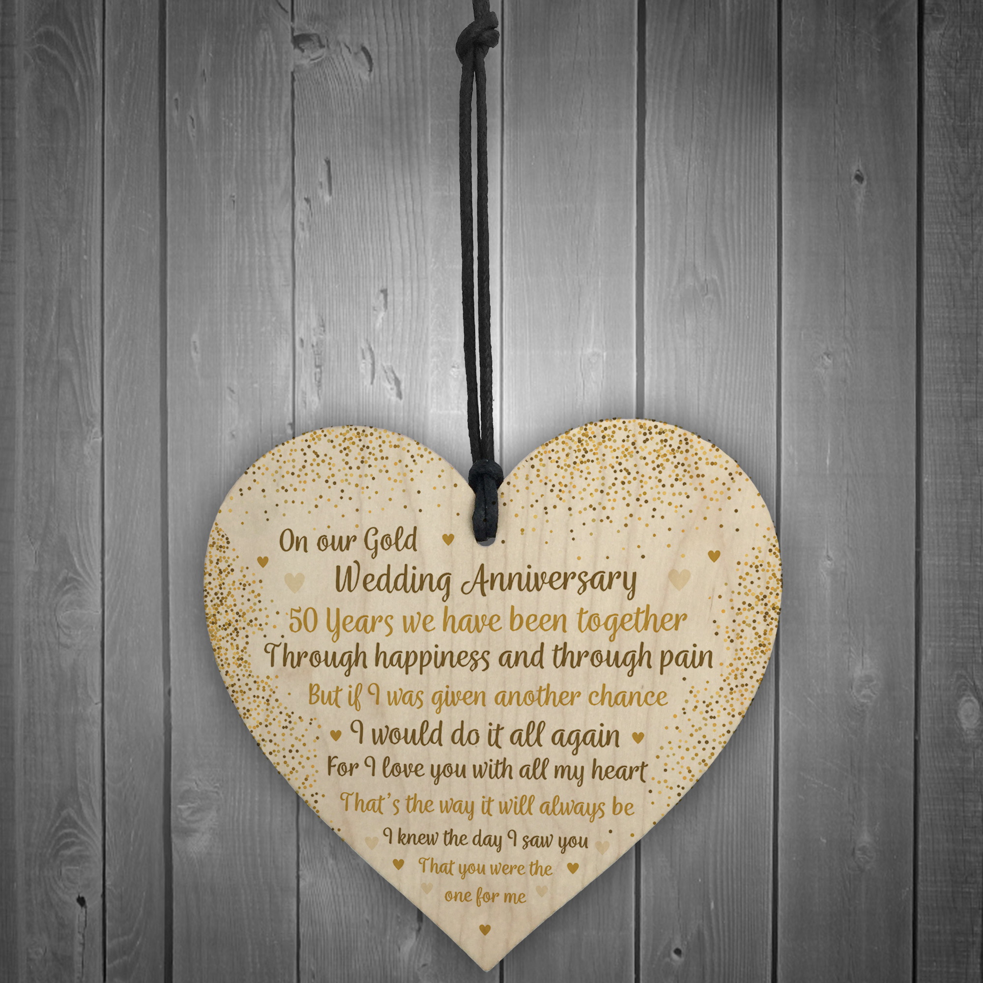 50th Gold Wedding Anniversary Gift For Husband Wife Wood