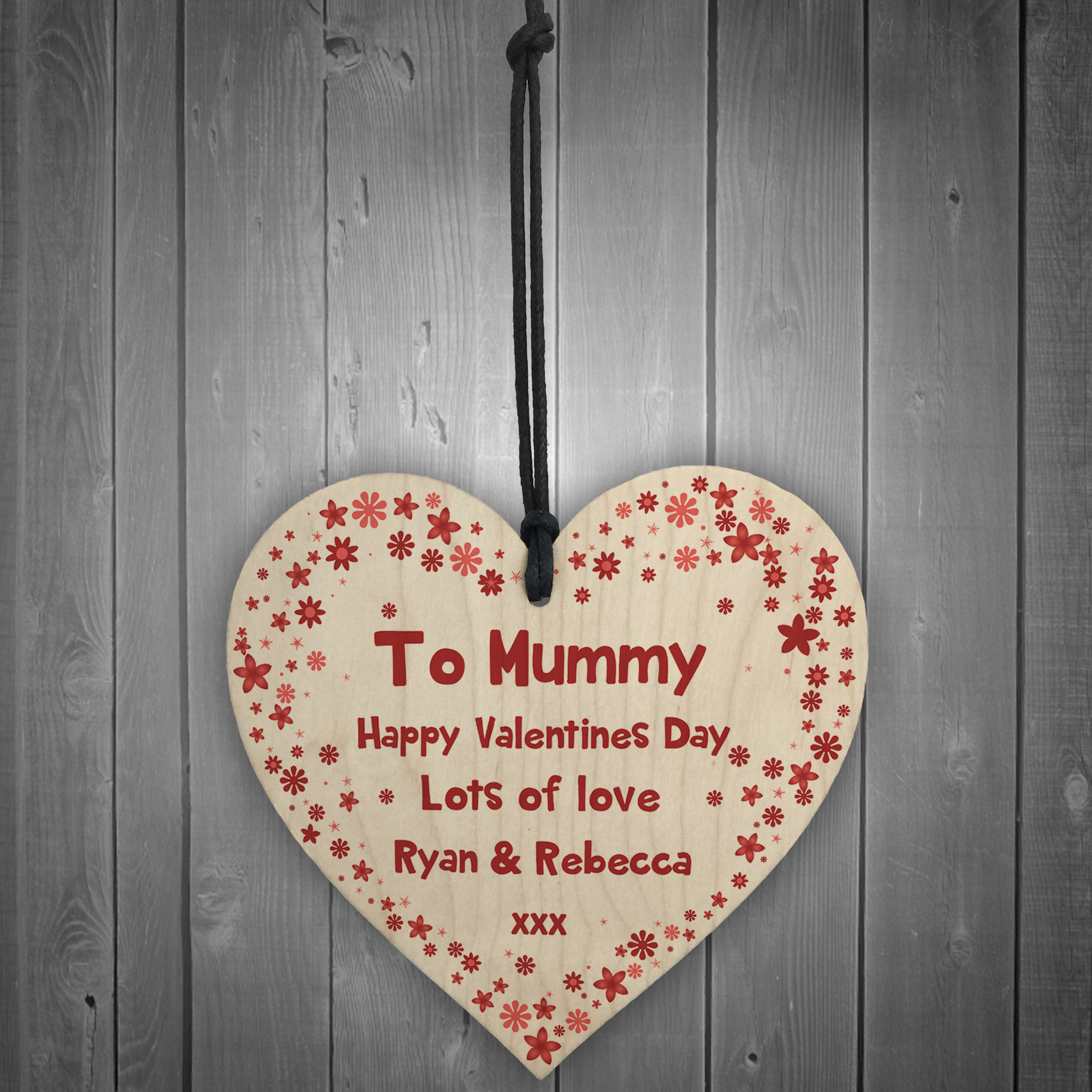 Valentines Day Gift For Mummy Wood Heart Personalised Gift From