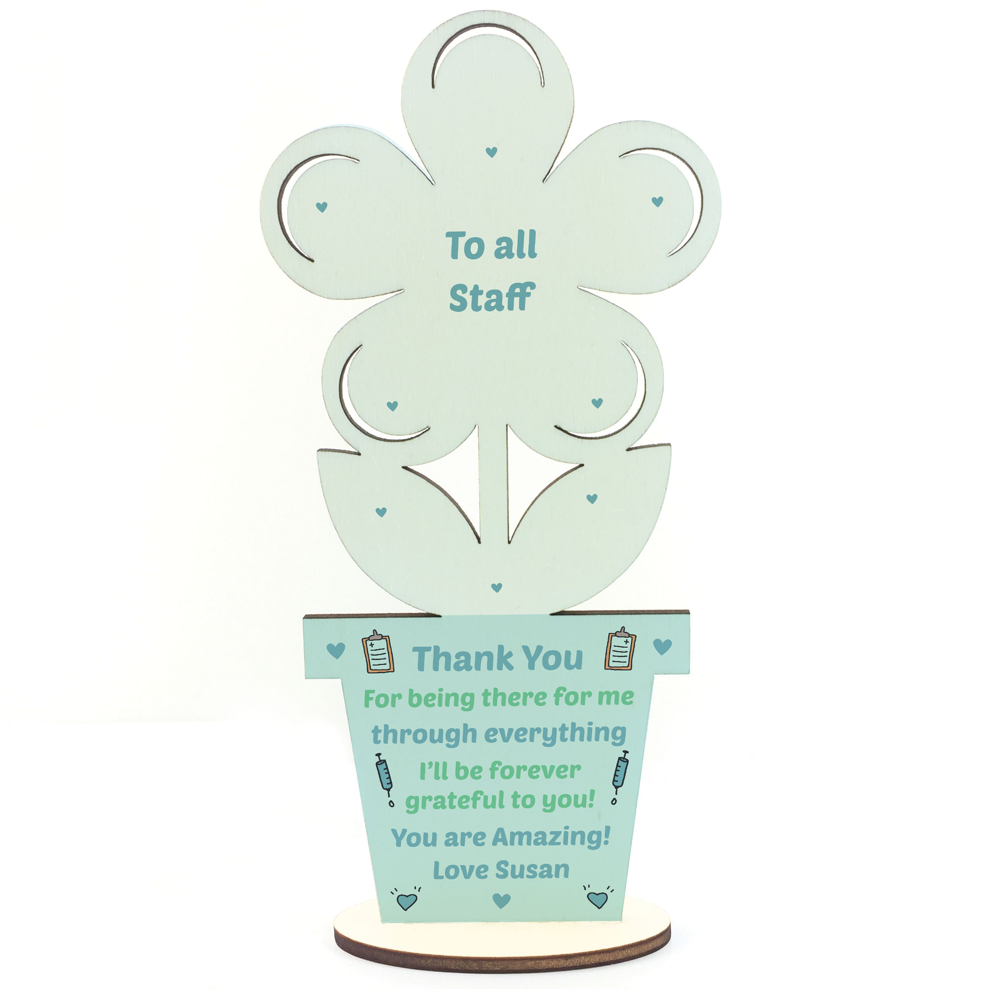 Gift For Hospital Staff Personalised Wood Flower Thank You Gift Nurses