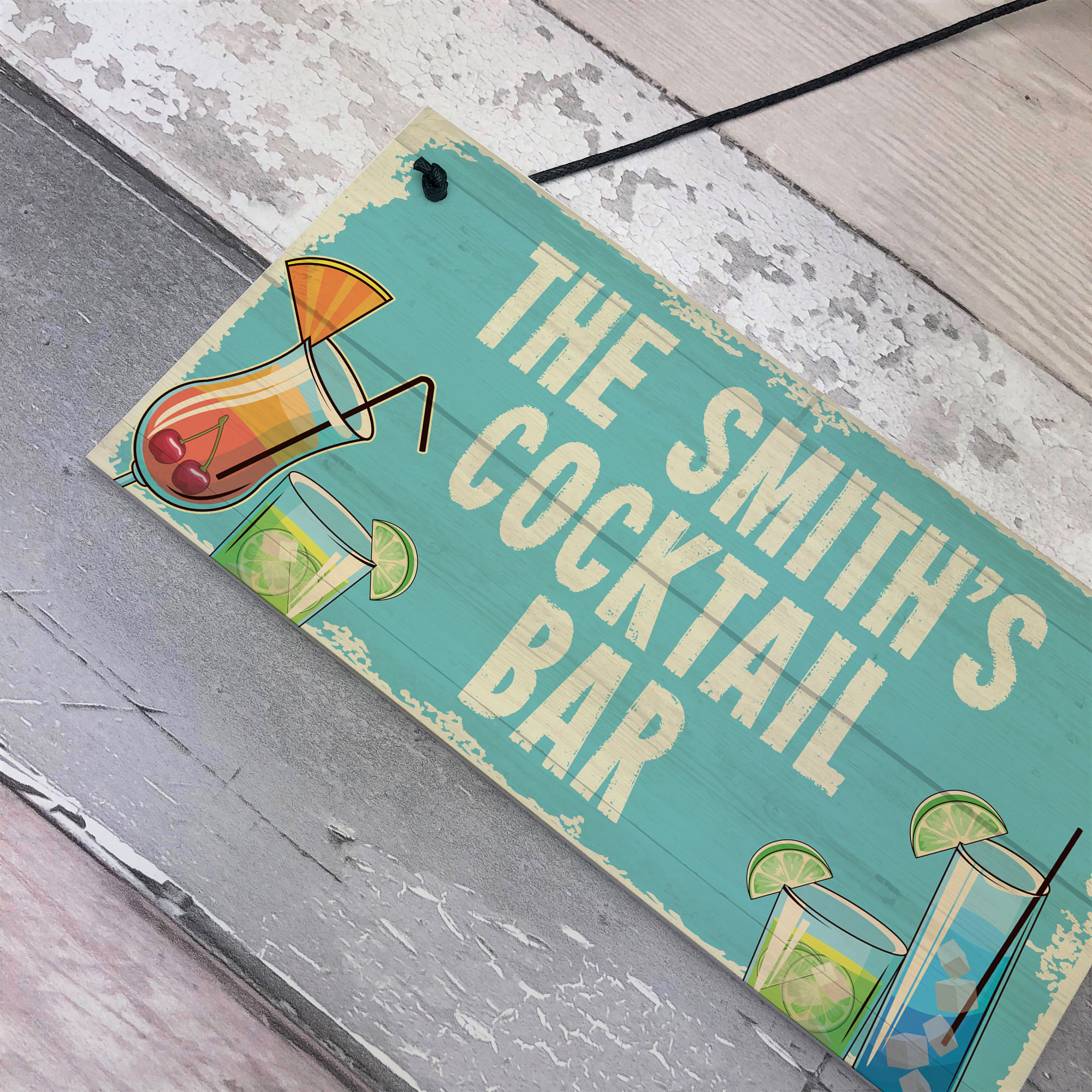 Personalised Cocktail Home Bar Sign Novelty Alcohol Gifts Garden