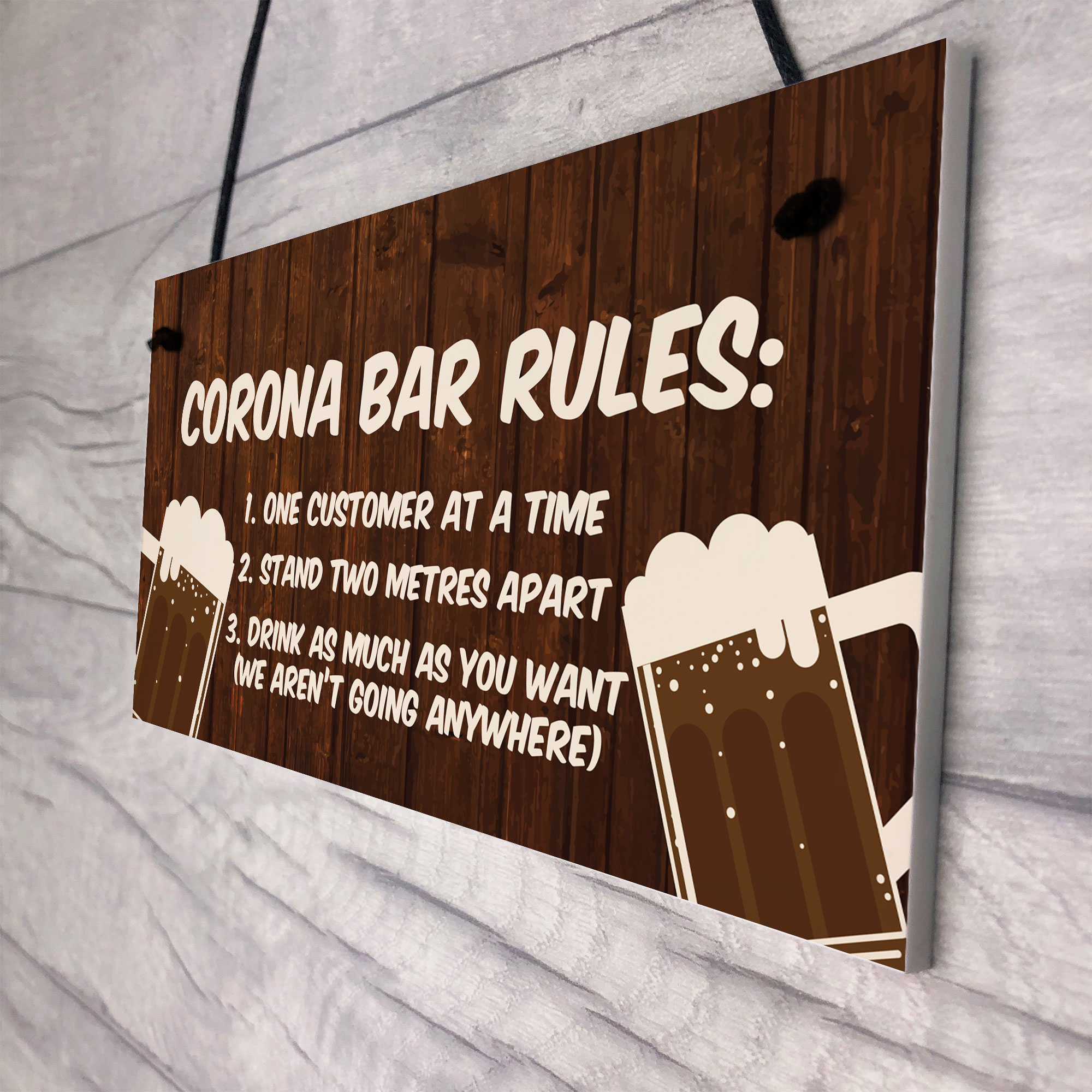 Funny Corona Bar Rules Sign Hanging Garden Pub Bar Sign Alcohol Beer