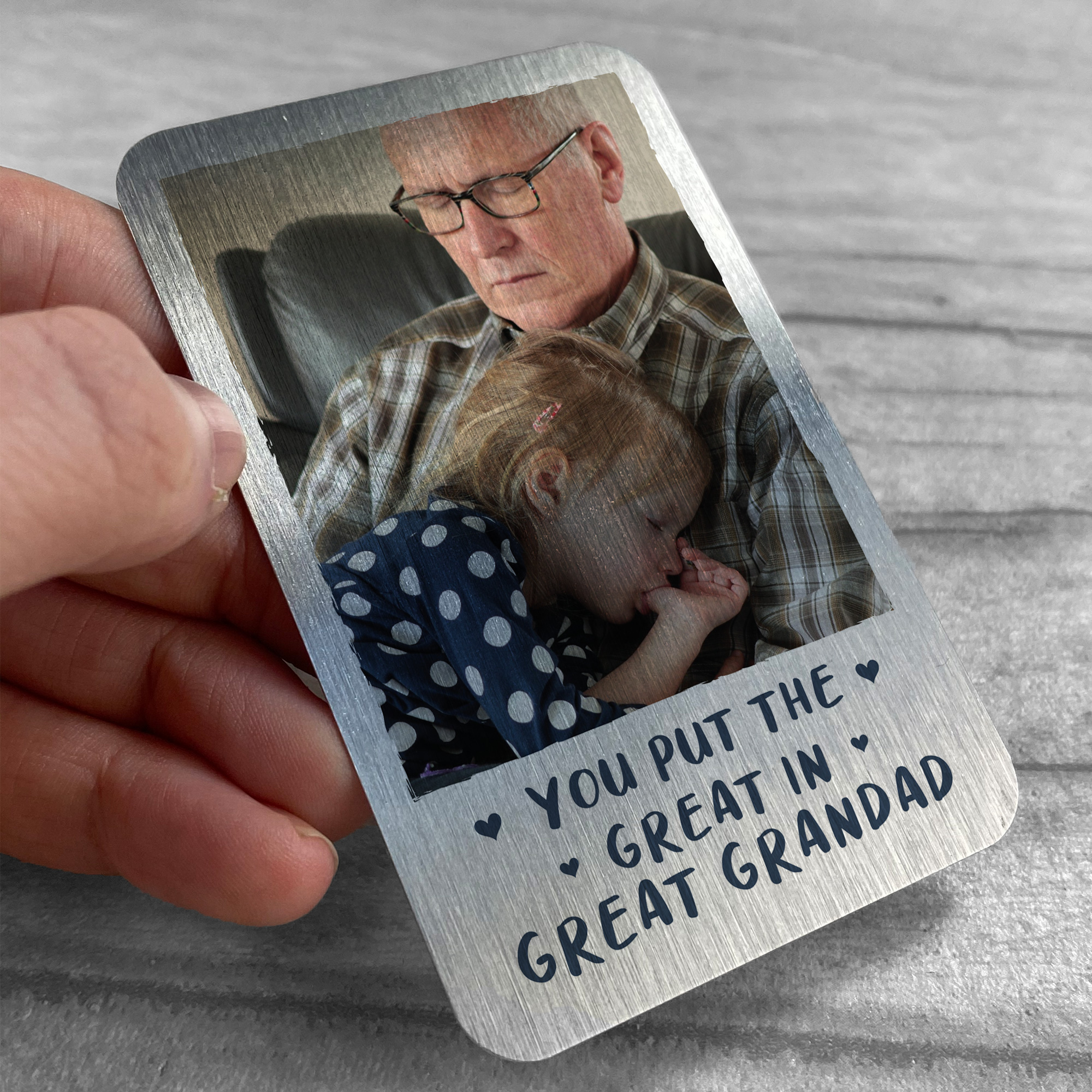 Personalised Great Grandad Gifts Metal Photo Card Birthday Gift For