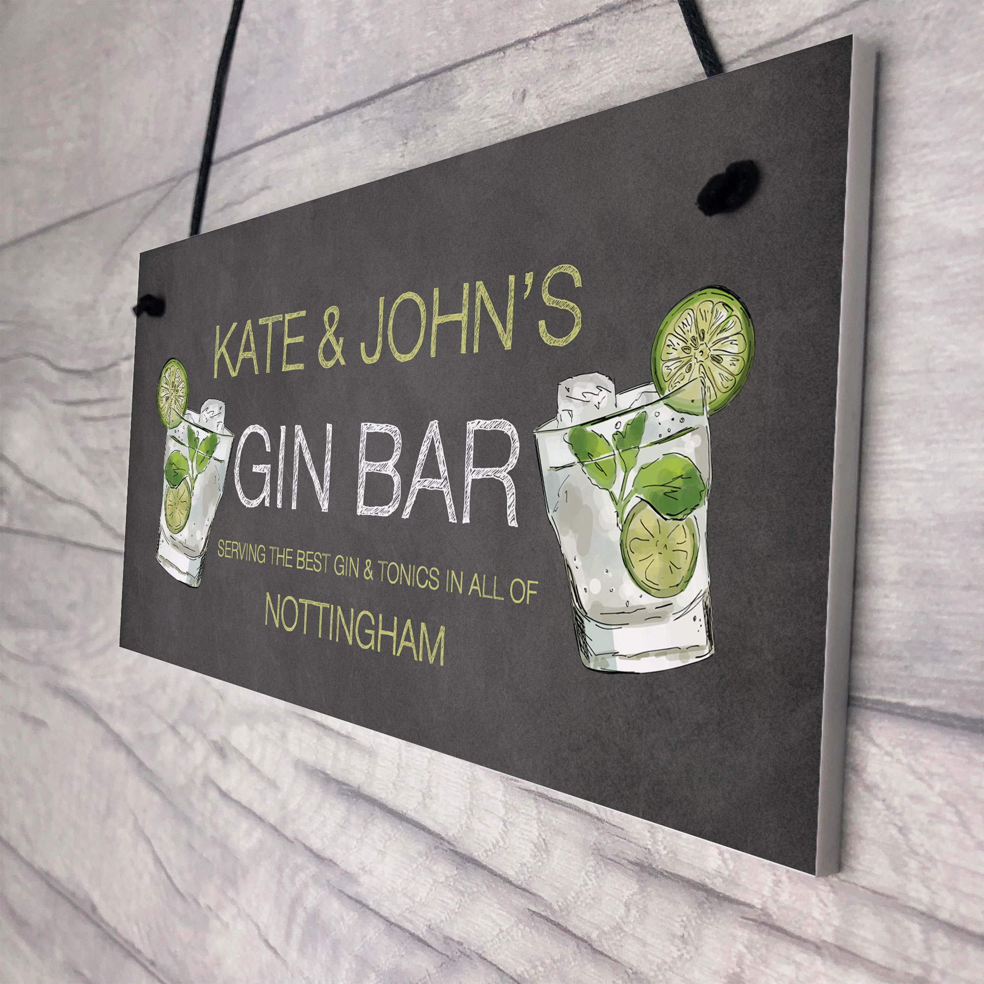Personalised Gin Gifts Home Bar Signs Novelty Man Cave Kitchen Decor