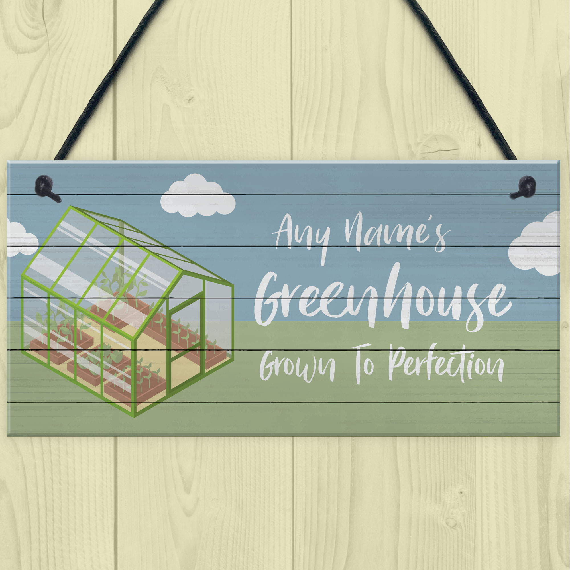 Quirky Greenhouse Sign PERSONALISED Hanging Garden Shed Sign Home Decor