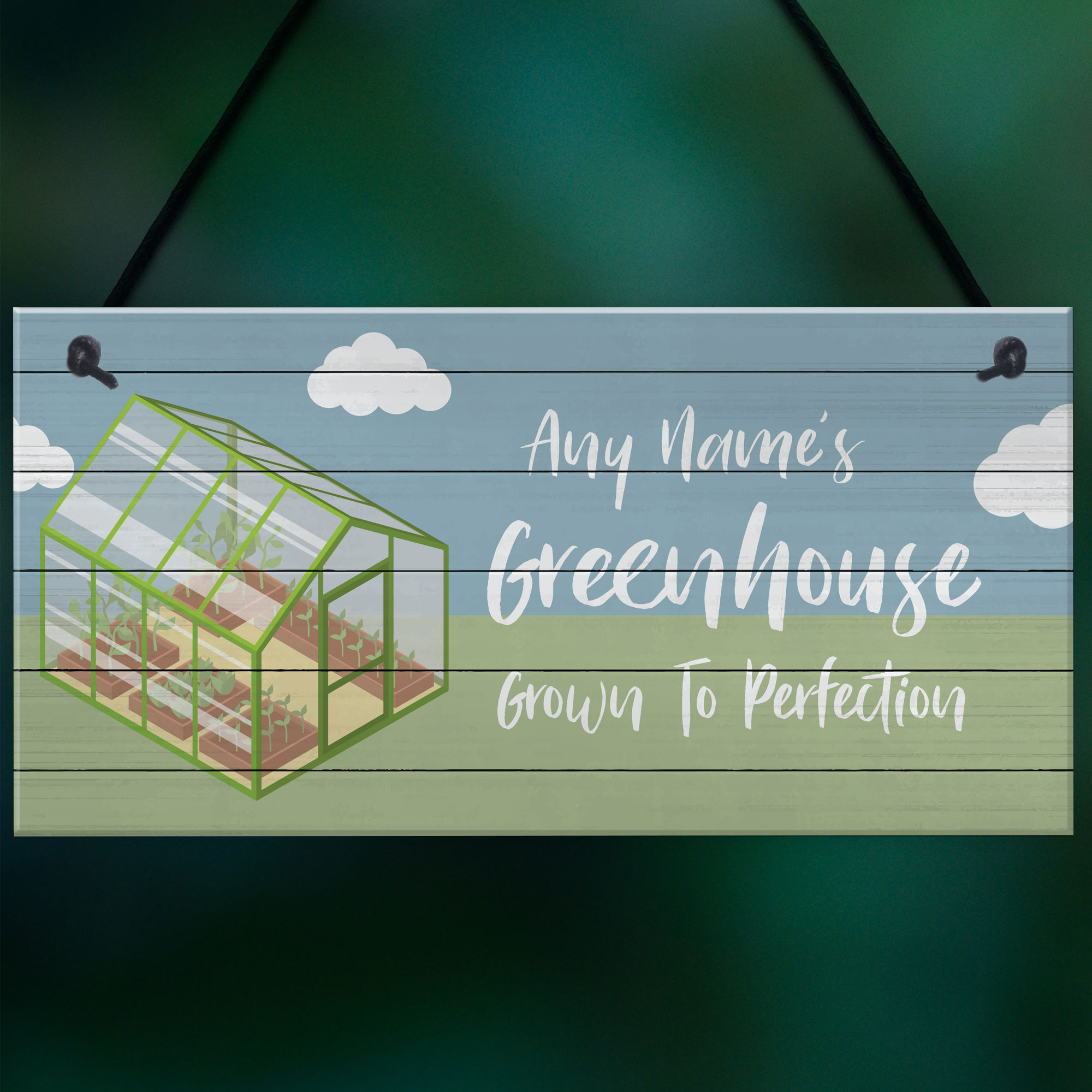 Quirky Greenhouse Sign PERSONALISED Hanging Garden Shed Sign Home Decor